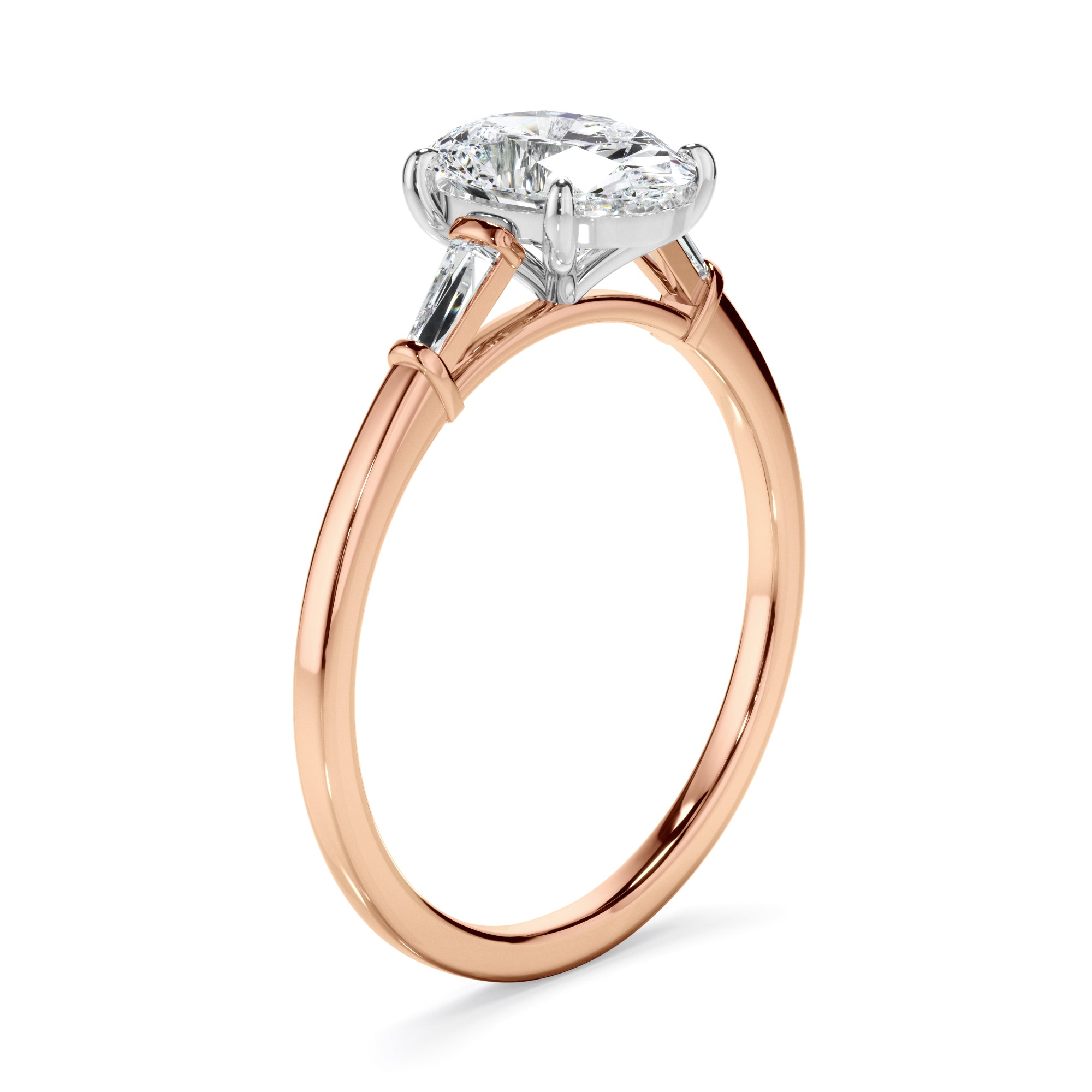 Laurel - Oval Cut Diamond Engagement Ring With Baguette Sides
