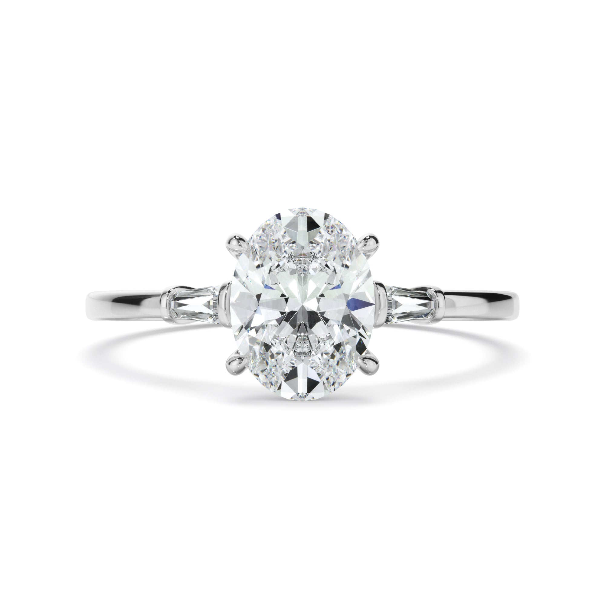 Laurel - Oval Cut Diamond Engagement Ring With Baguette Sides