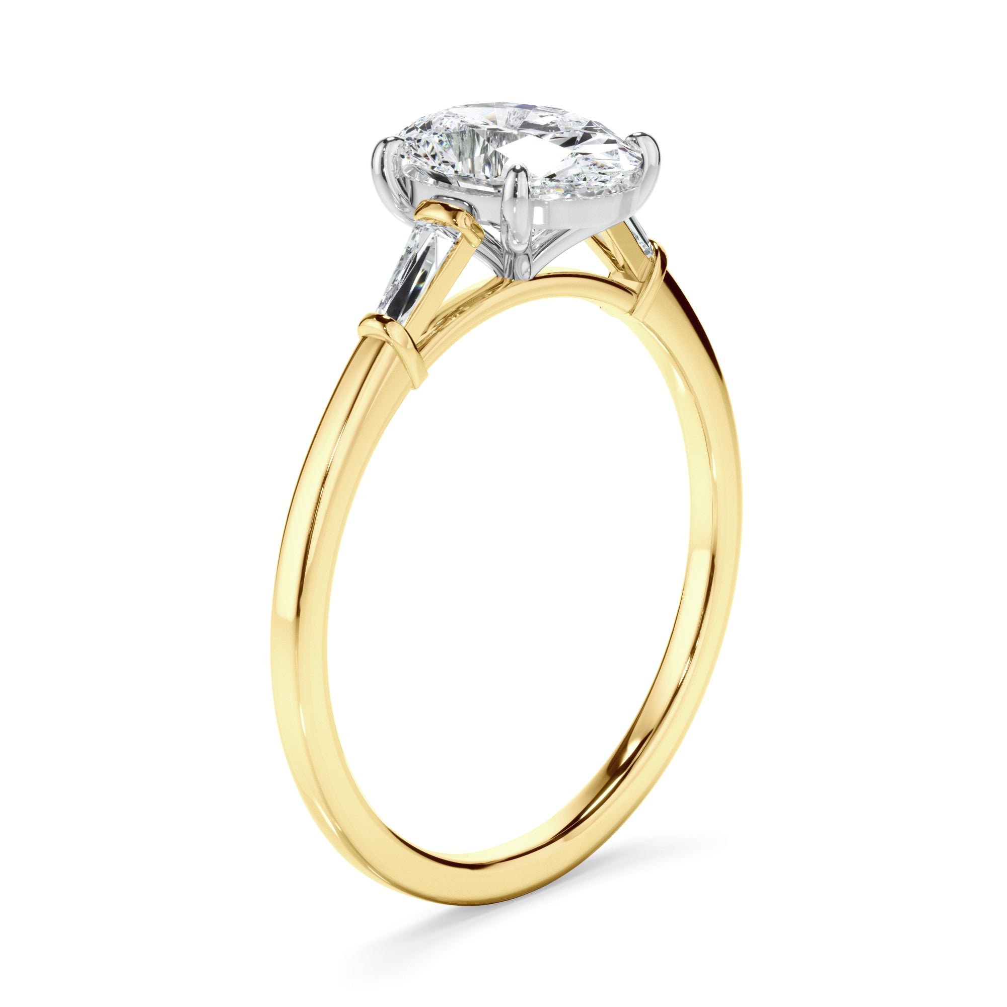 Laurel - Oval Cut Diamond Engagement Ring With Baguette Sides