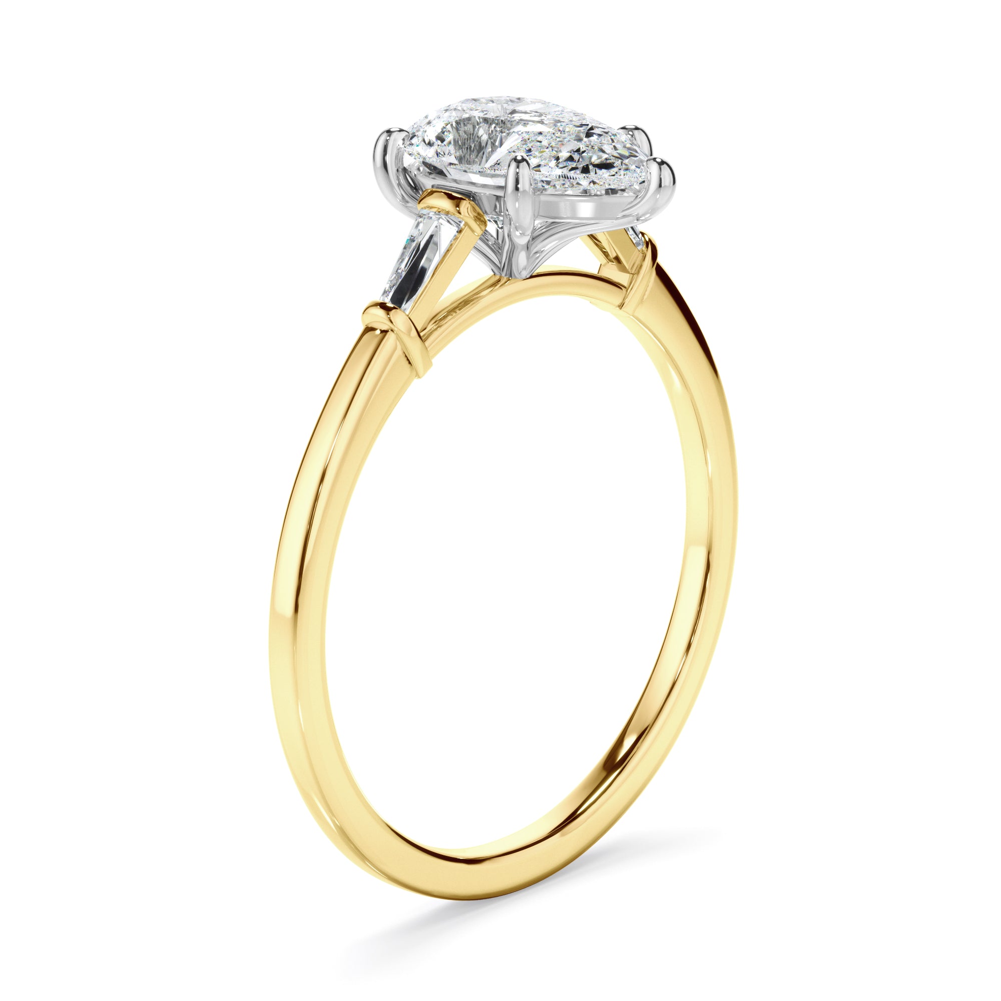 Emeraude - Pear Cut Diamond Engagement Ring With Baguette Sides