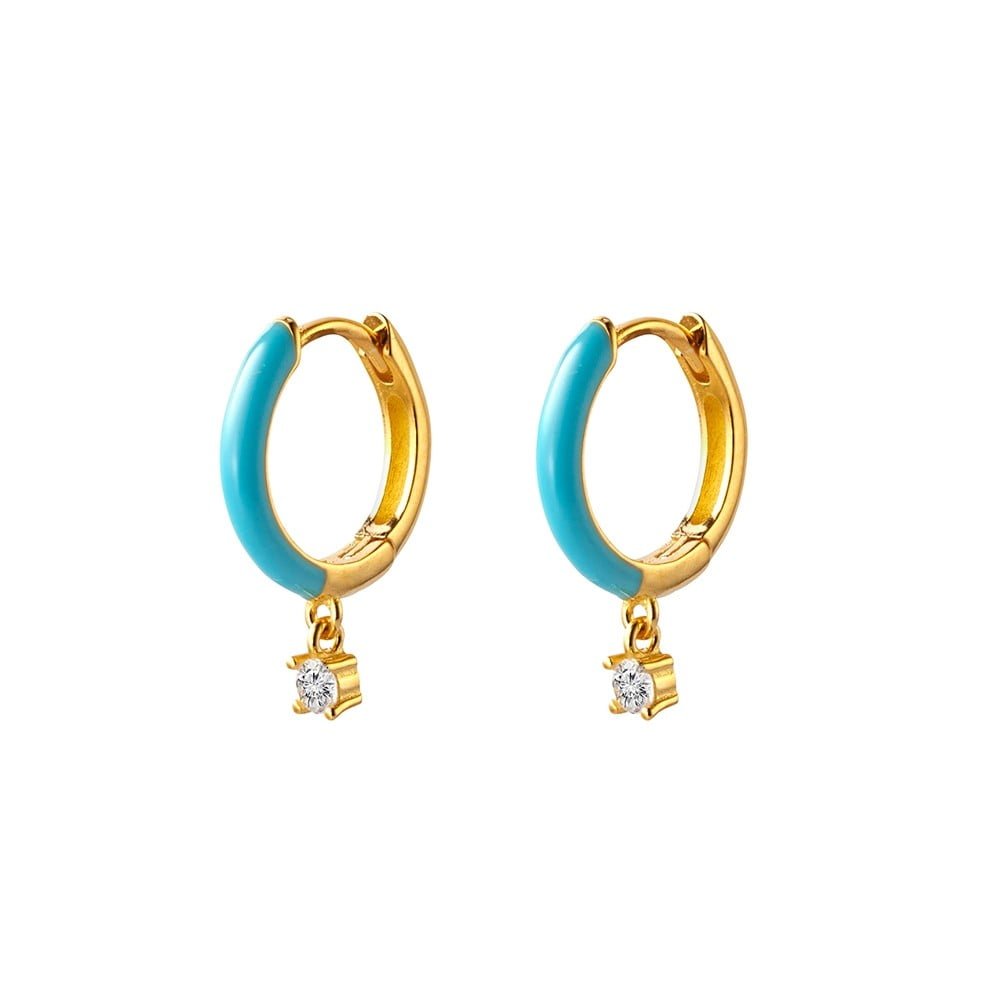 High Tide Blue Enamel Huggie Earrings