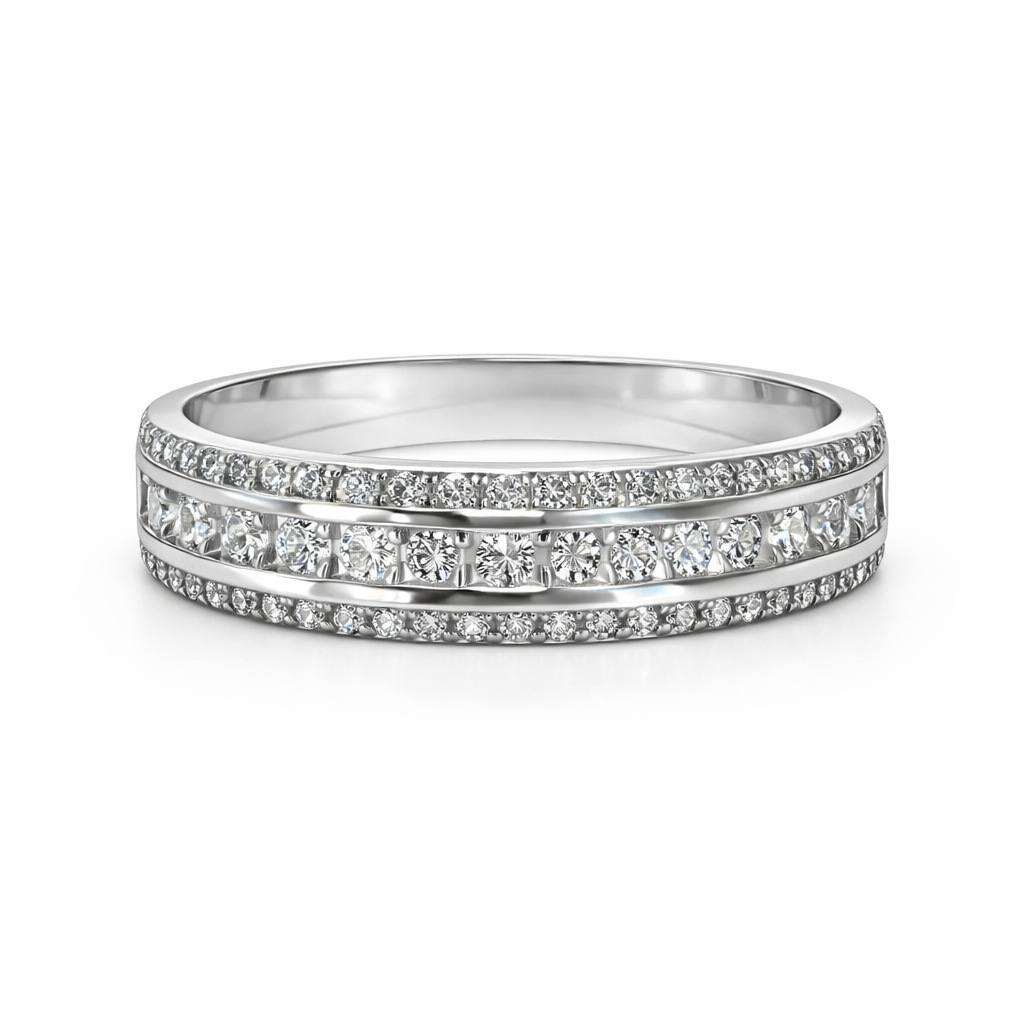 Klarice 18ct White Gold Curved Diamond Eternity Ring (Size M 1/2)