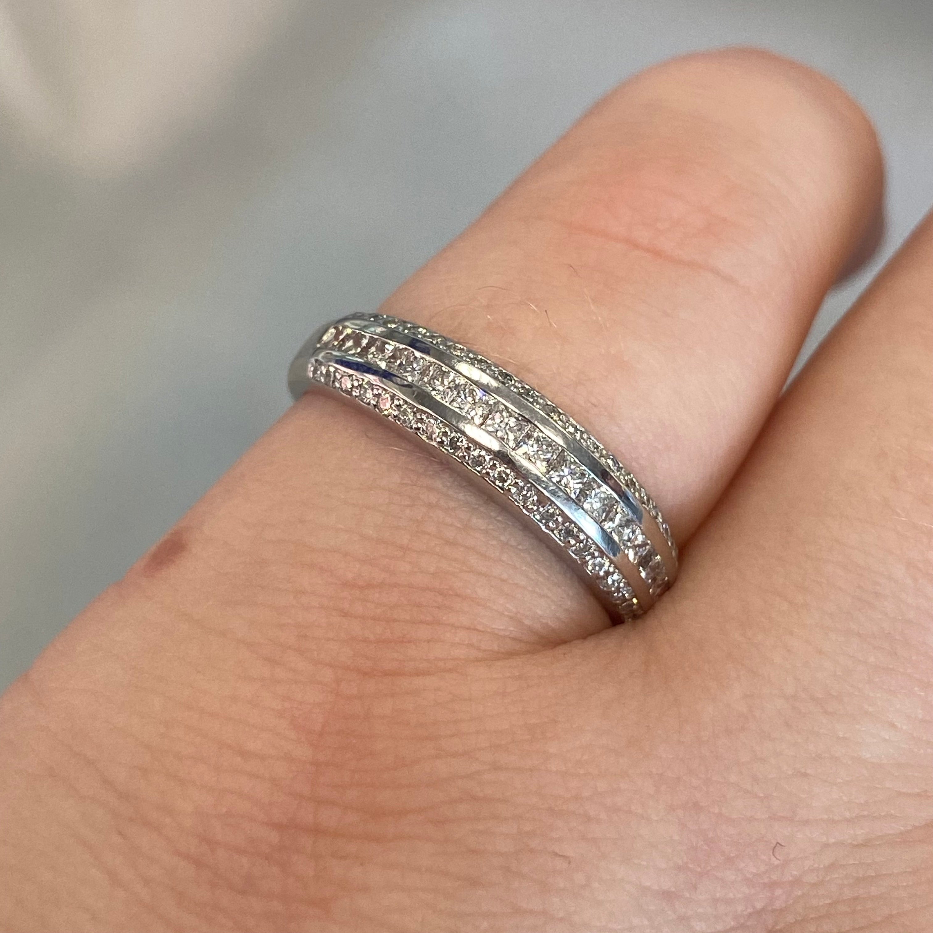 Klarice 18ct White Gold Curved Diamond Eternity Ring (Size M 1/2)
