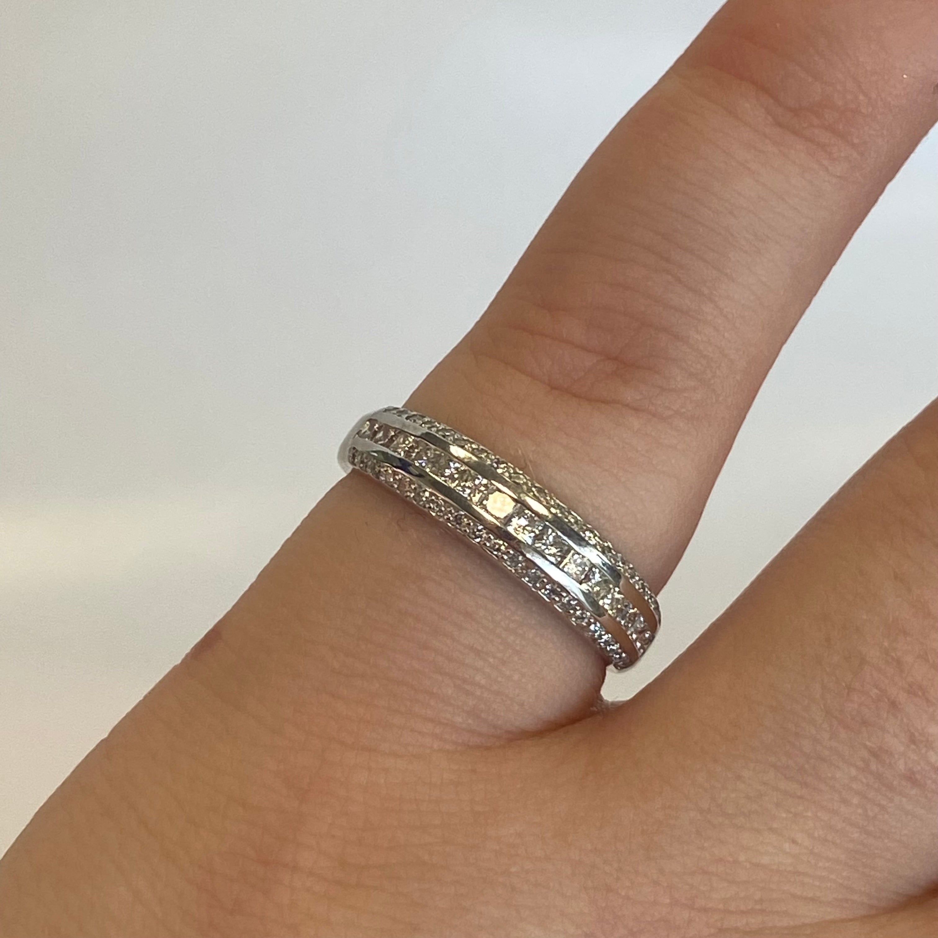 Klarice 18ct White Gold Curved Diamond Eternity Ring (Size M 1/2)
