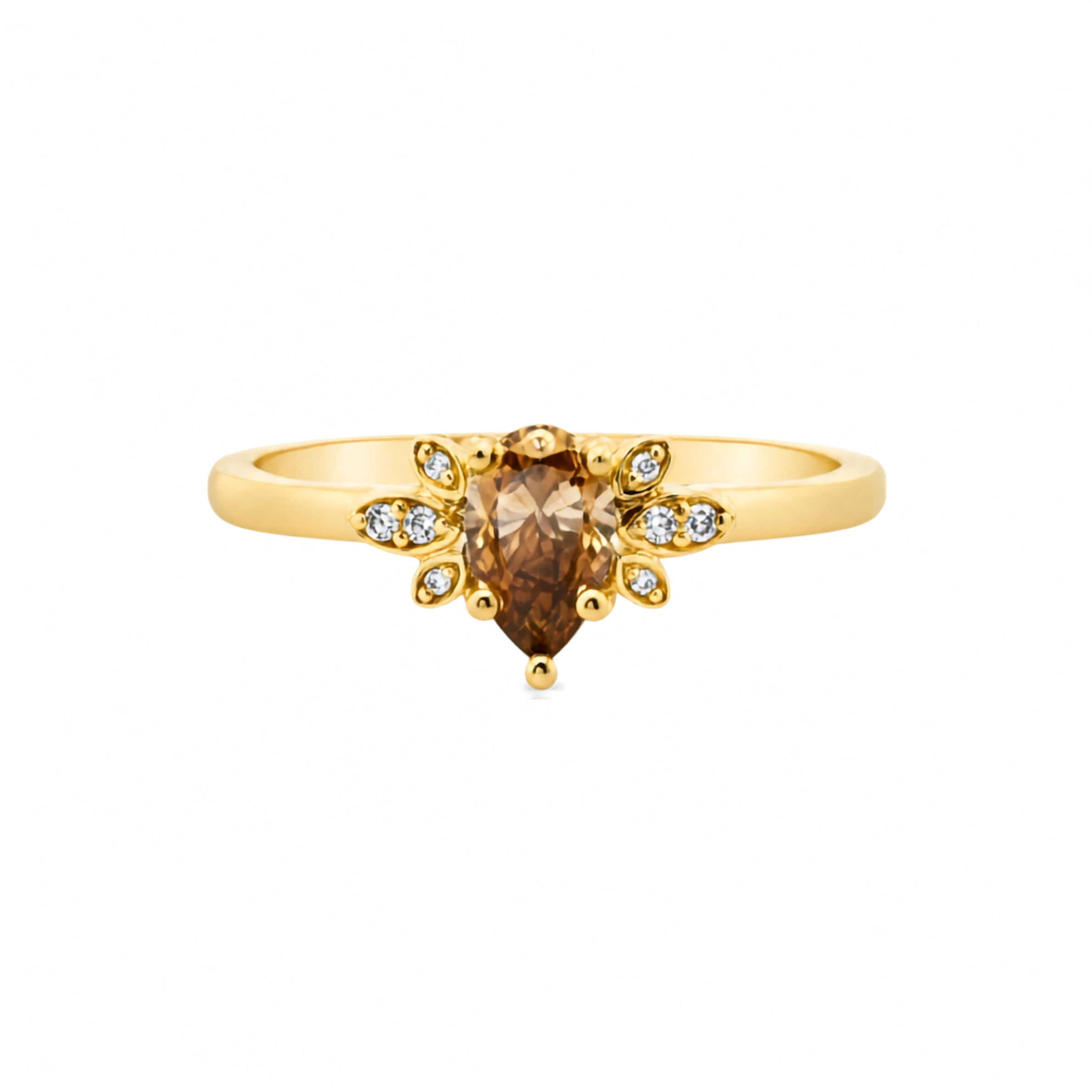 18ct Yellow Gold 0.46ct Pear Chocolate Diamond Ring