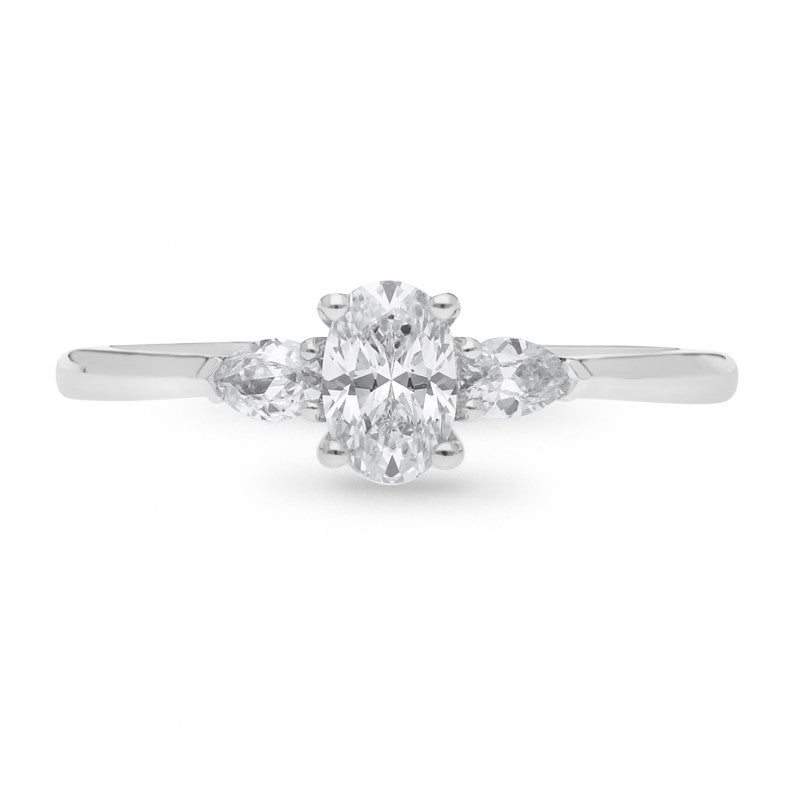 Sinéad 18ct White Gold Oval & Pear Diamond Trilogy