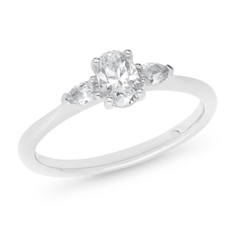 Sinéad 18ct White Gold Oval & Pear Diamond Trilogy