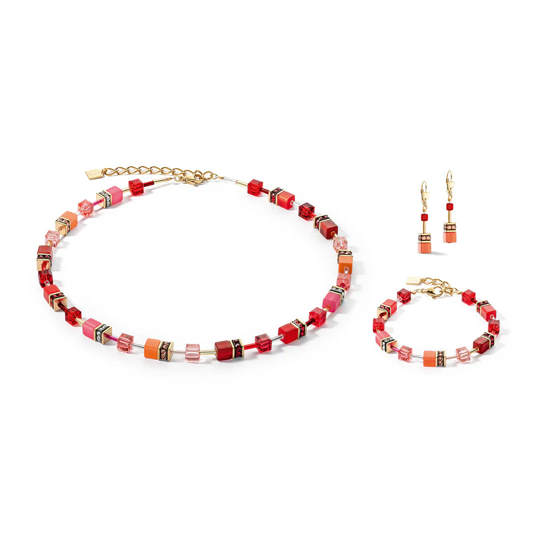 Coeur De Lion - GeoCube INFERNO Red Orange Necklace