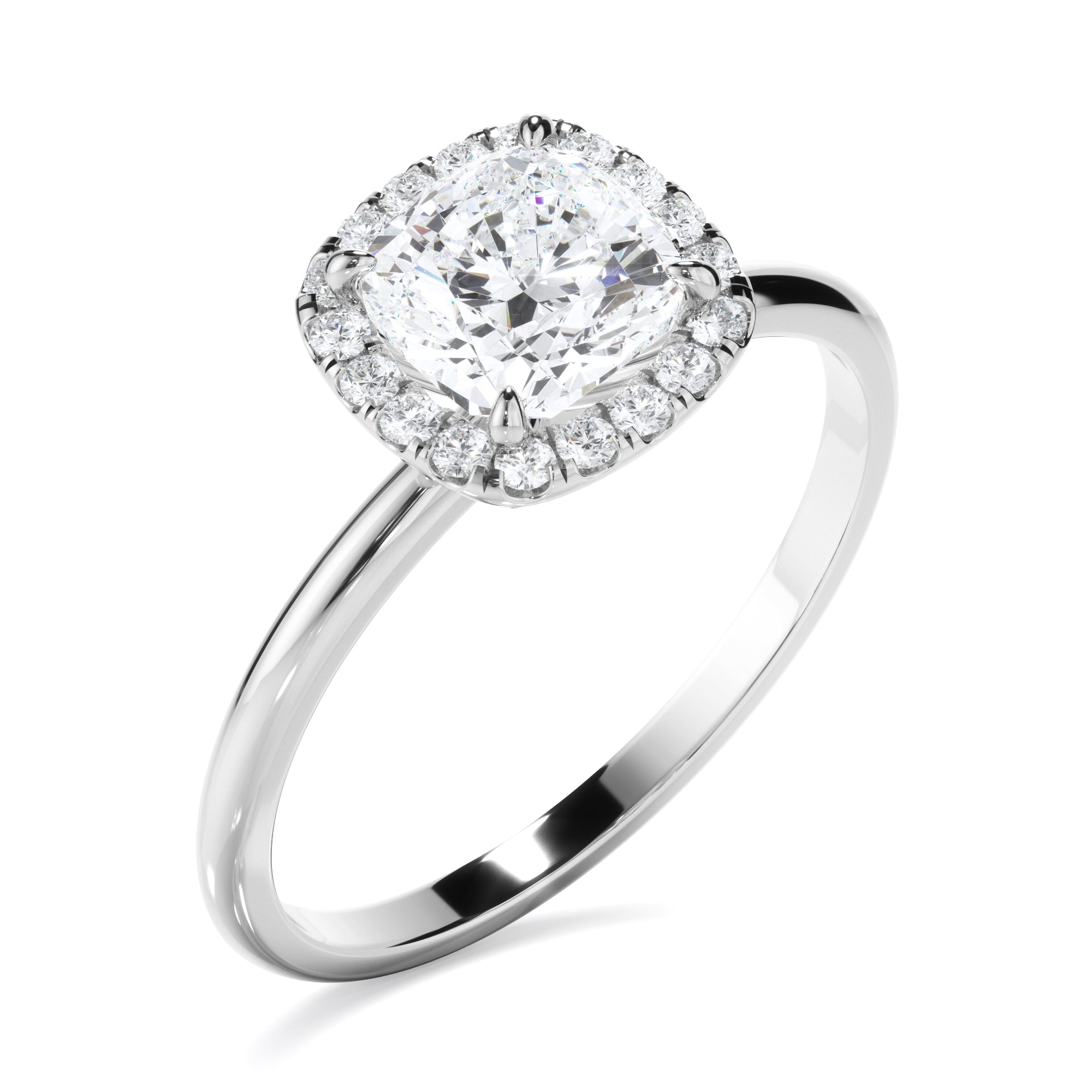 Carlotta - Cushion Cut Diamond Halo Engagement Ring