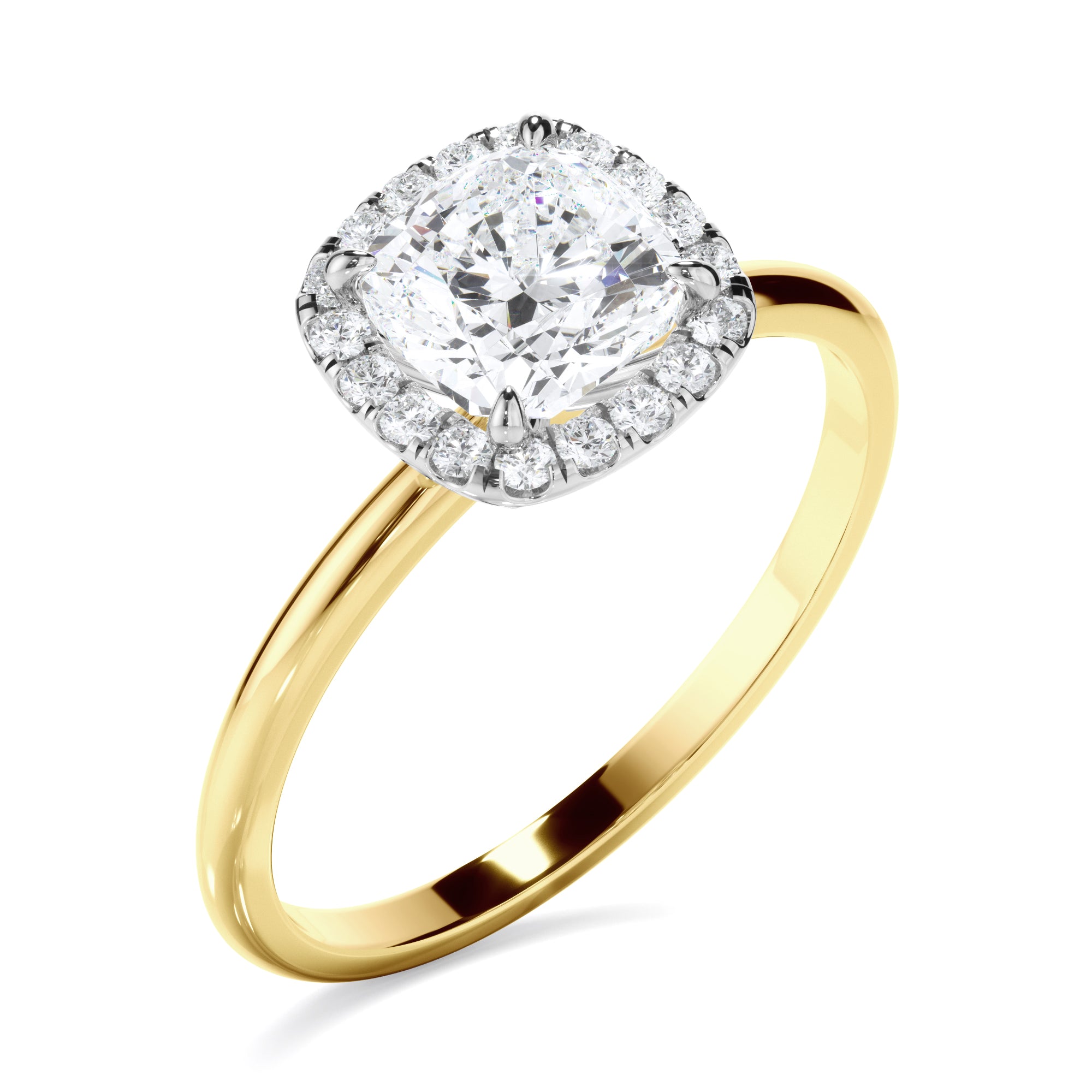 Carlotta - Cushion Cut Diamond Halo Engagement Ring