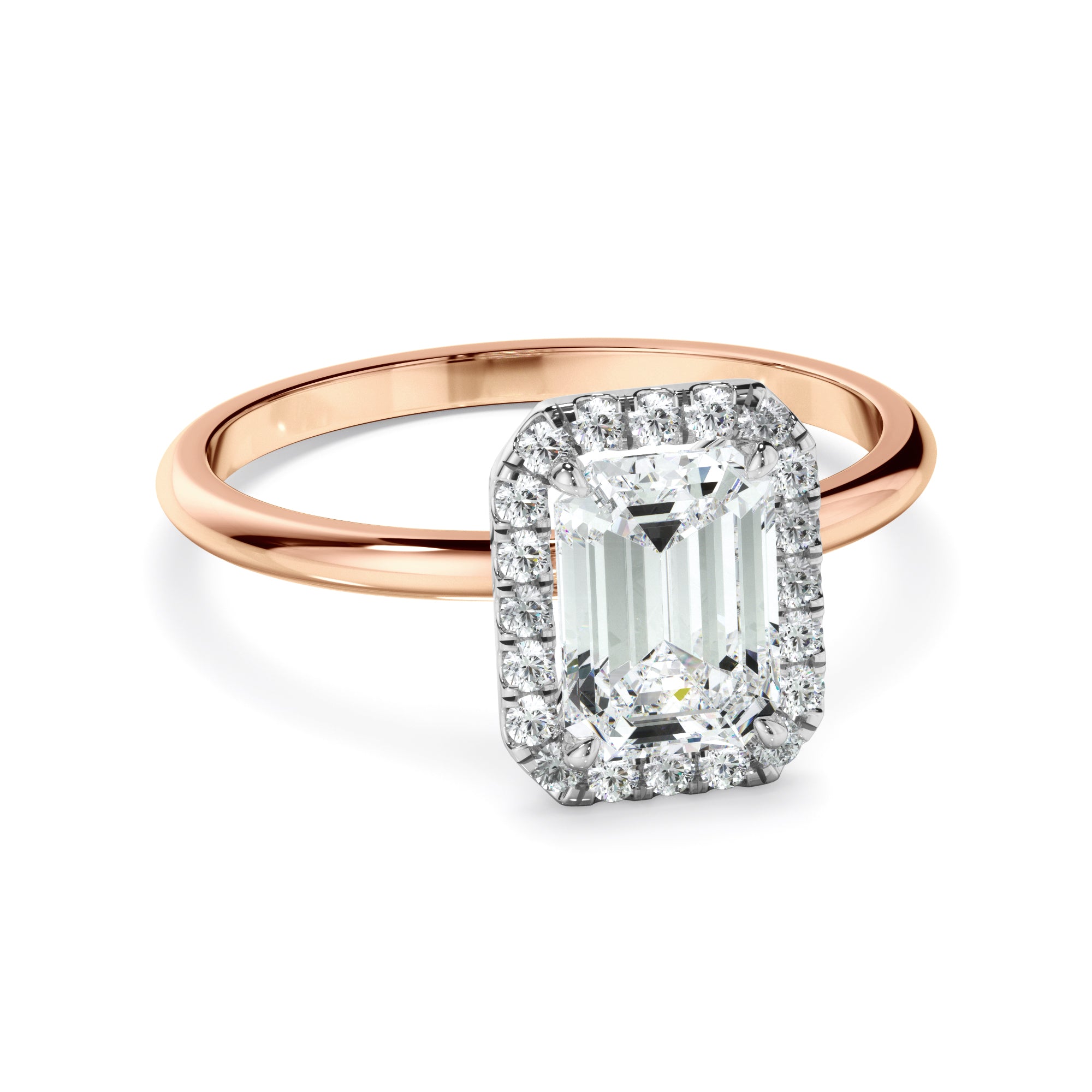 Aria - Emerald Cut Diamond Halo Engagement Ring