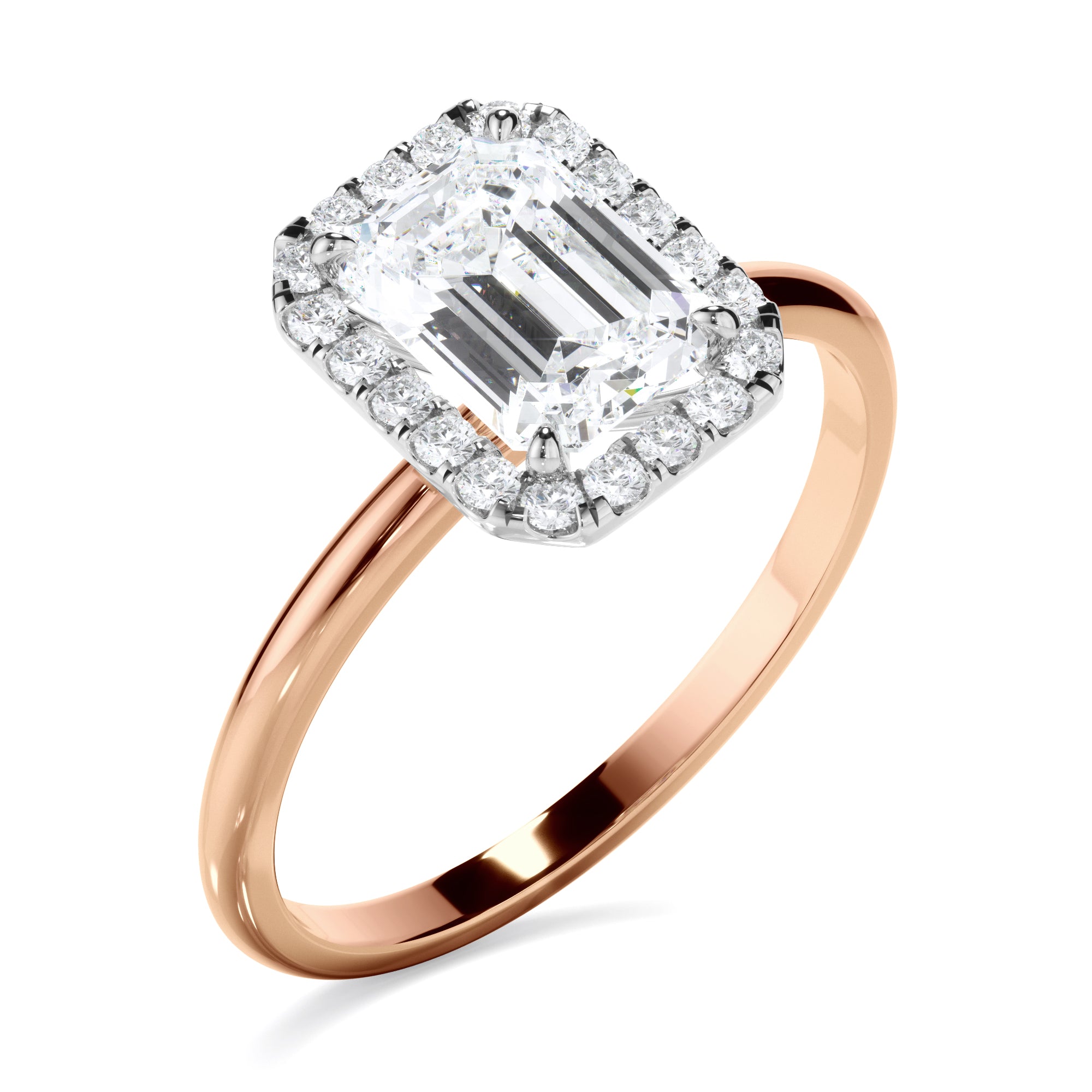 Aria - Emerald Cut Diamond Halo Engagement Ring