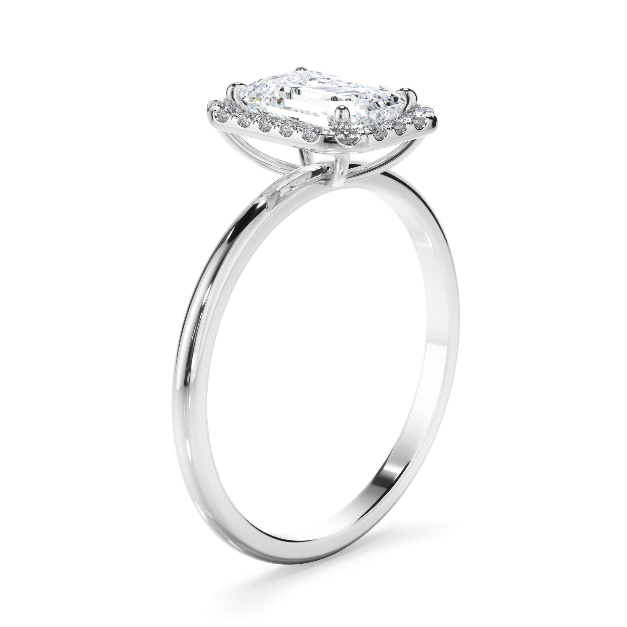 Aria - Emerald Cut Diamond Halo Engagement Ring