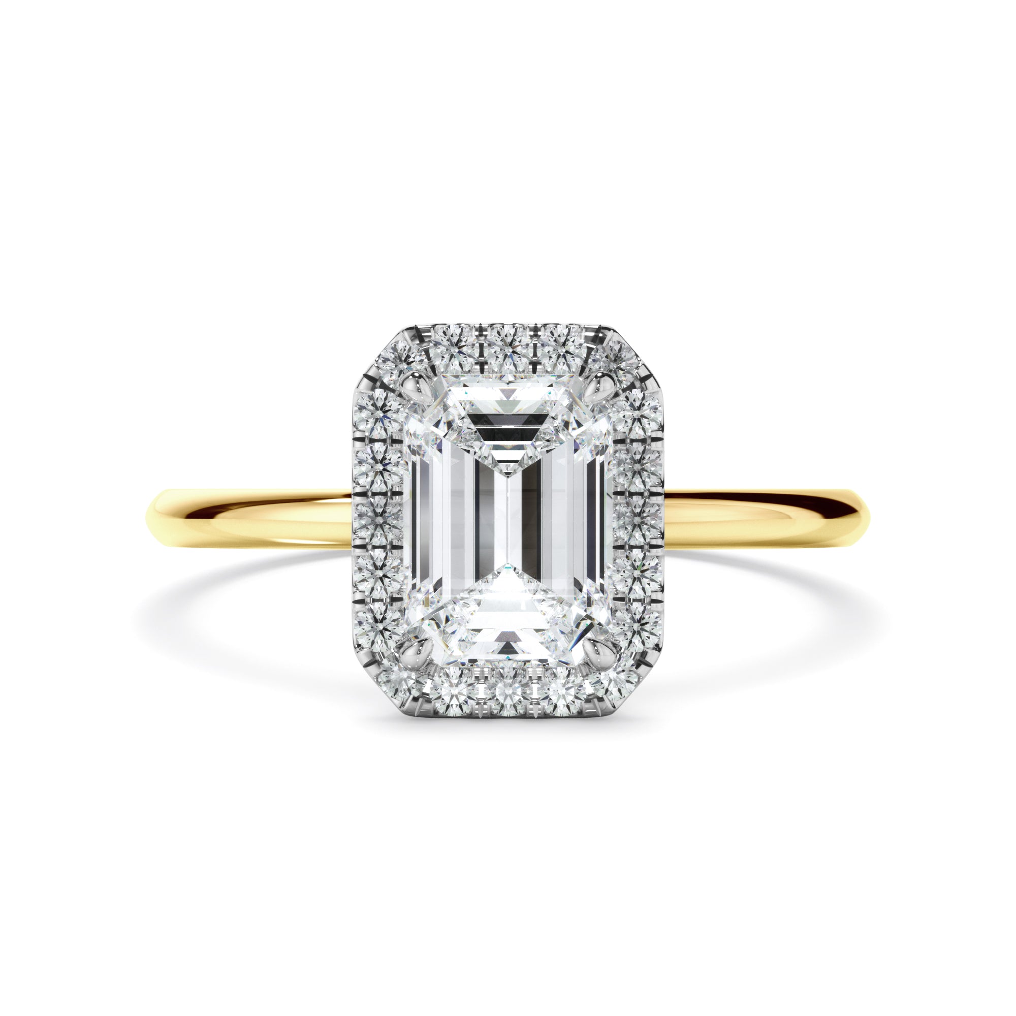 Aria - Emerald Cut Diamond Halo Engagement Ring