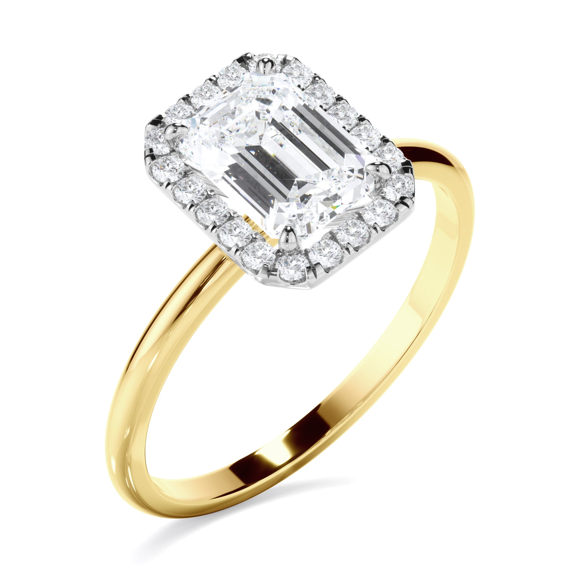 Aria - Emerald Cut Diamond Halo Engagement Ring