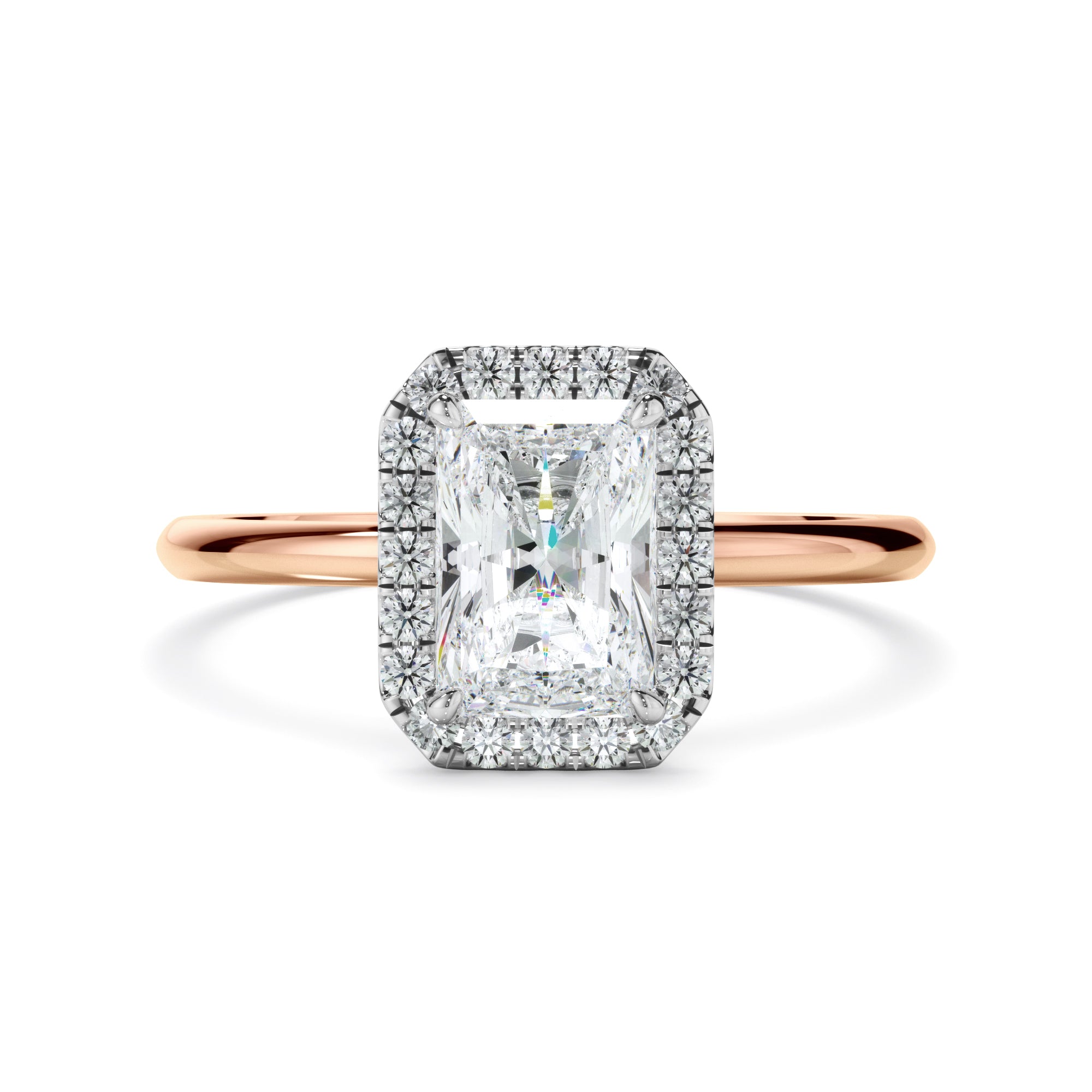 Eva - Radiant Cut Diamond Halo Engagement Ring