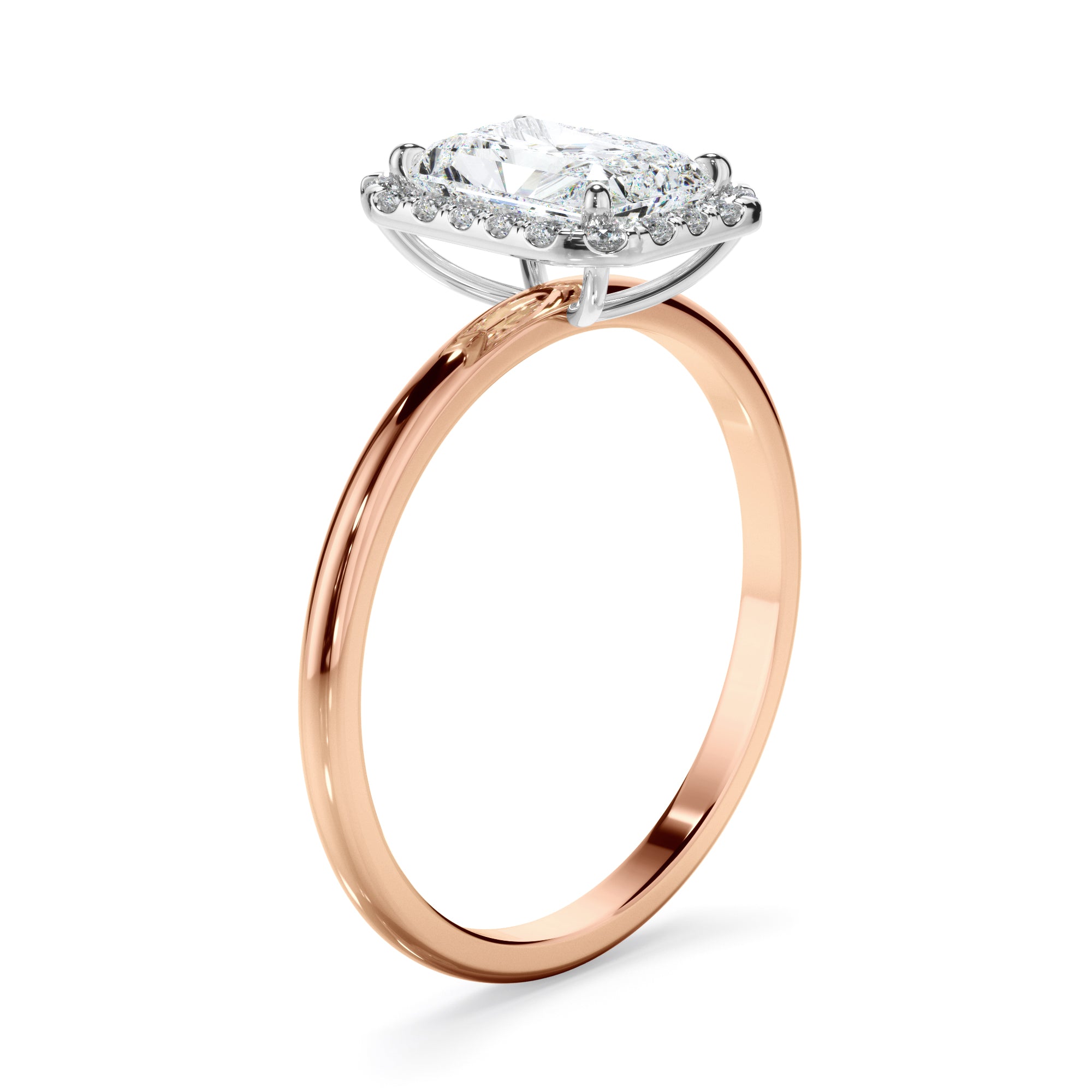 Eva - Radiant Cut Diamond Halo Engagement Ring