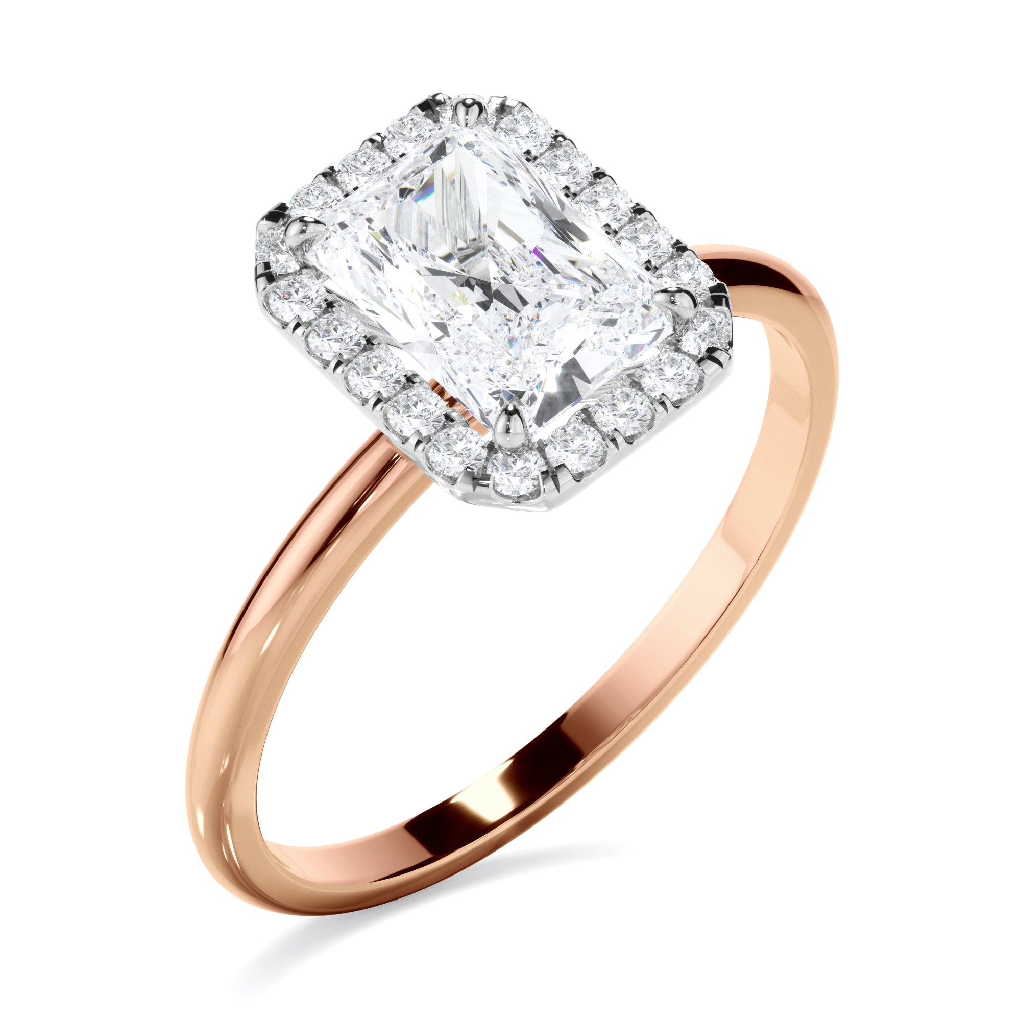 Eva - Radiant Cut Diamond Halo Engagement Ring
