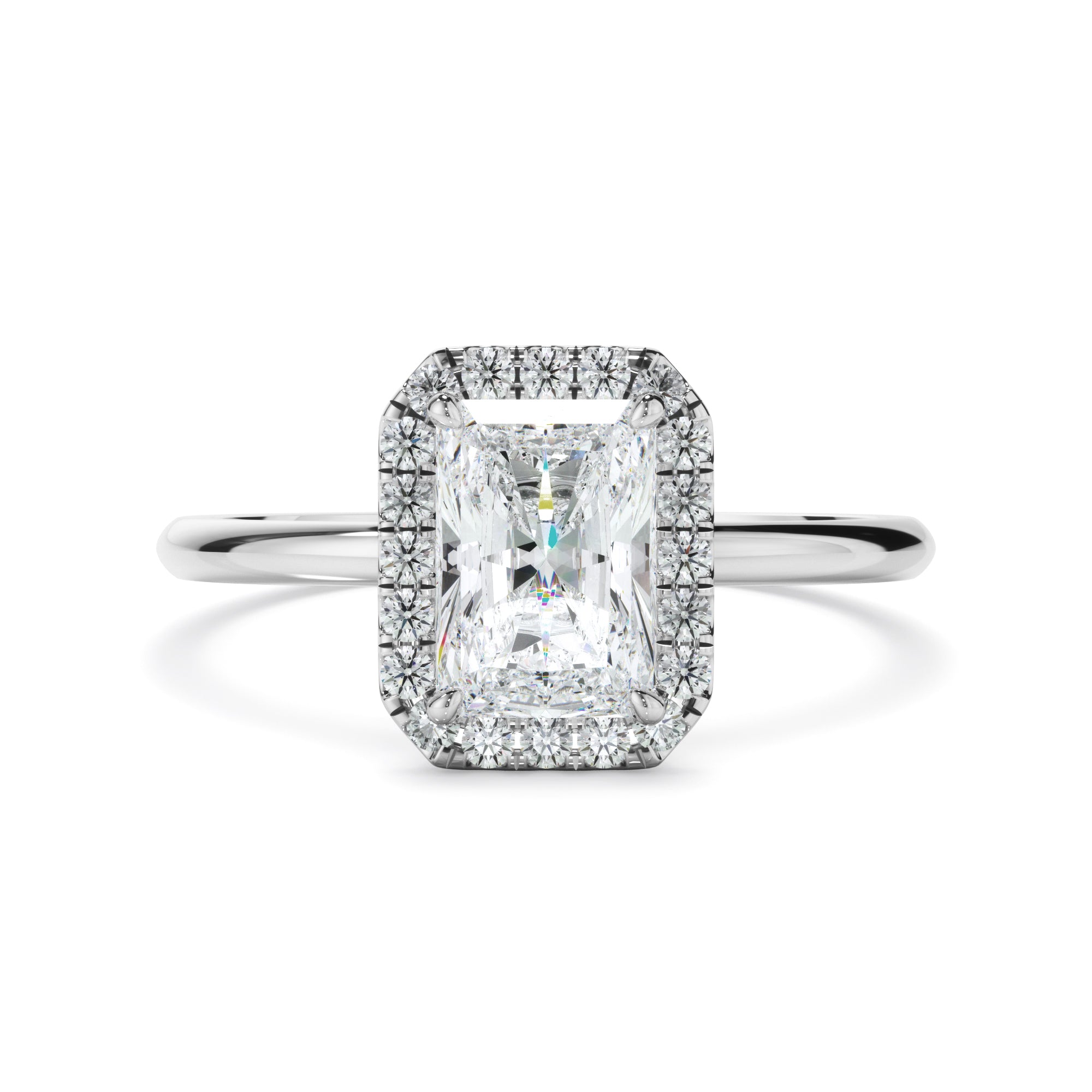 Eva - Radiant Cut Diamond Halo Engagement Ring