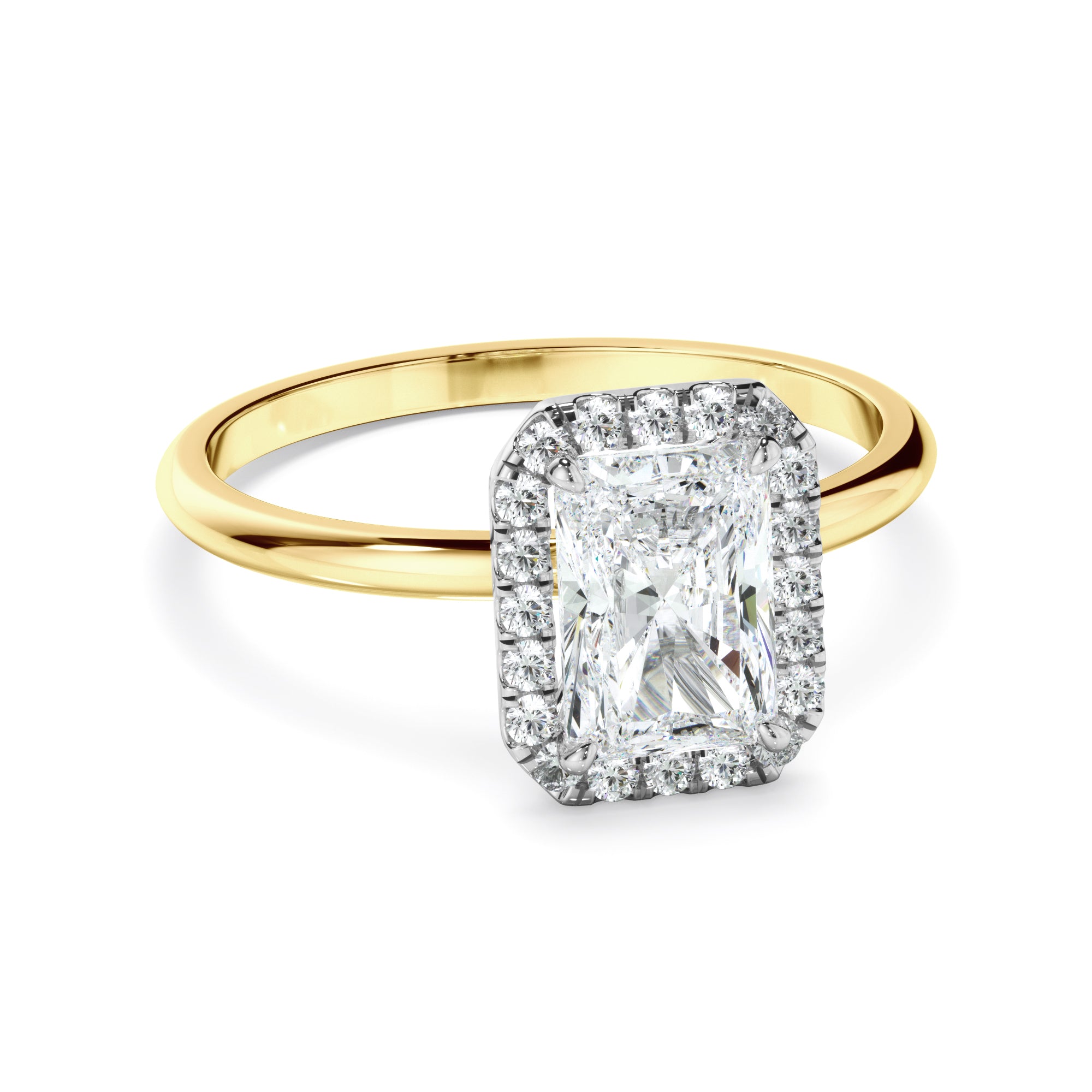 Eva - Radiant Cut Diamond Halo Engagement Ring