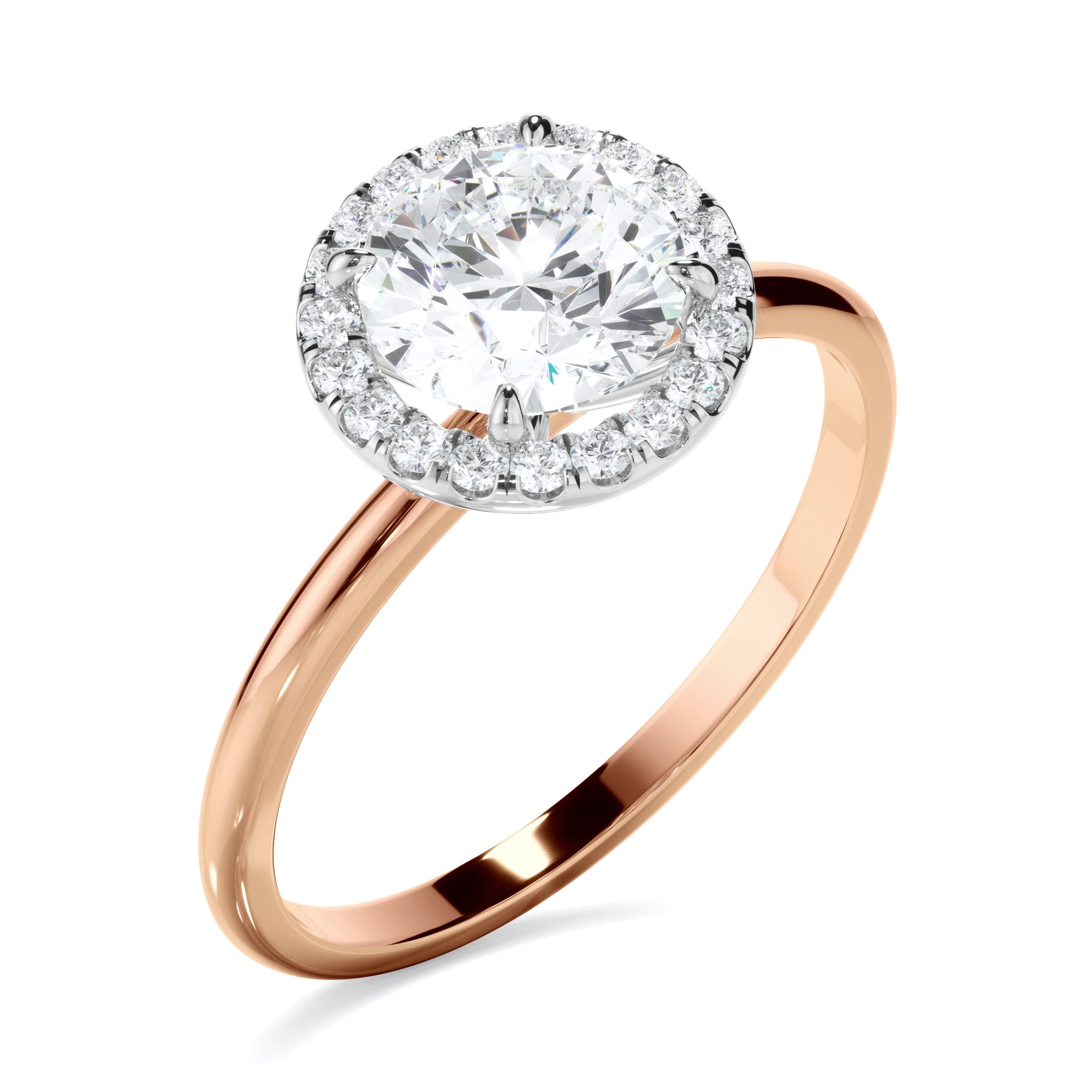 Flora - Round Brilliant Cut Diamond Halo Engagement Ring
