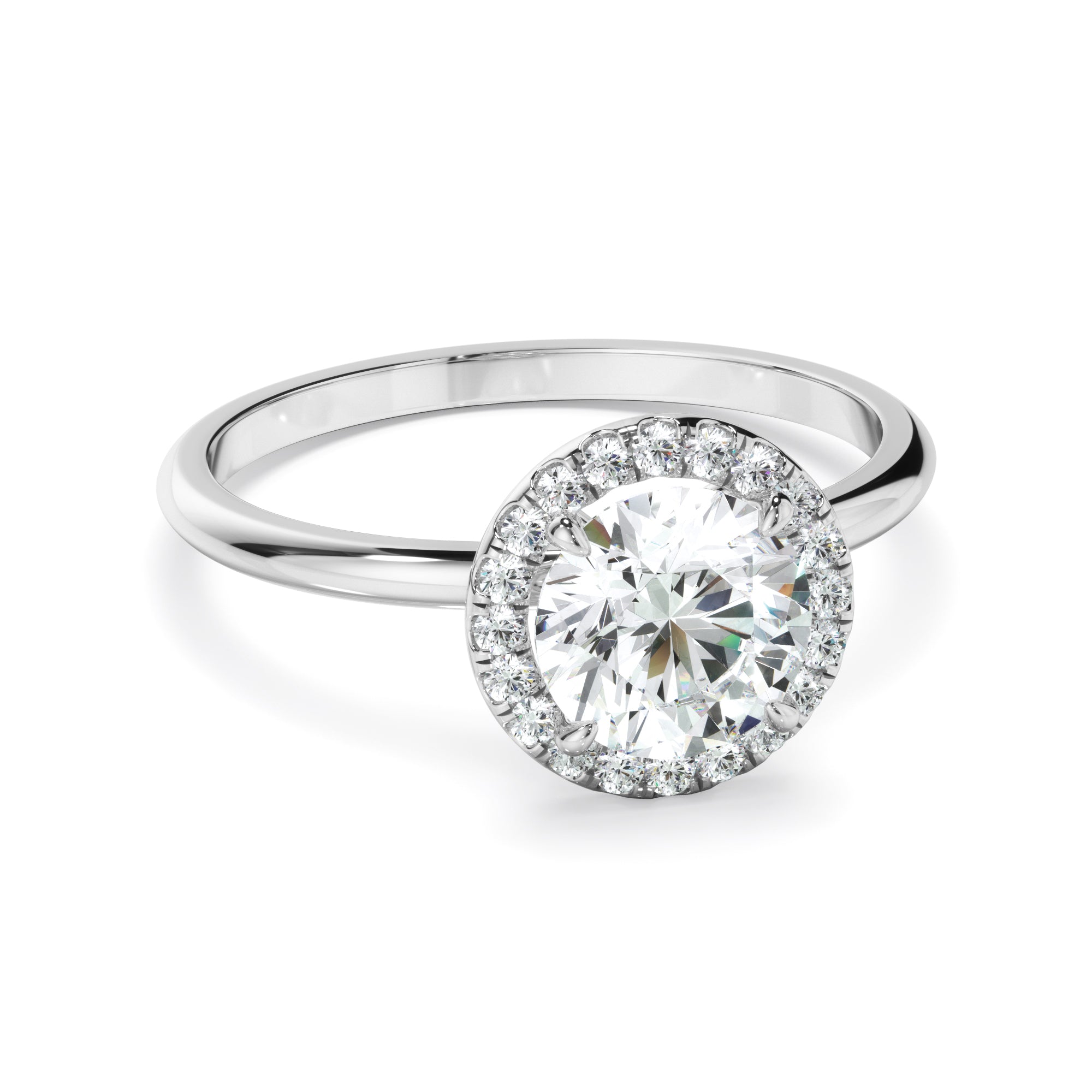 Flora - Round Brilliant Cut Diamond Halo Engagement Ring