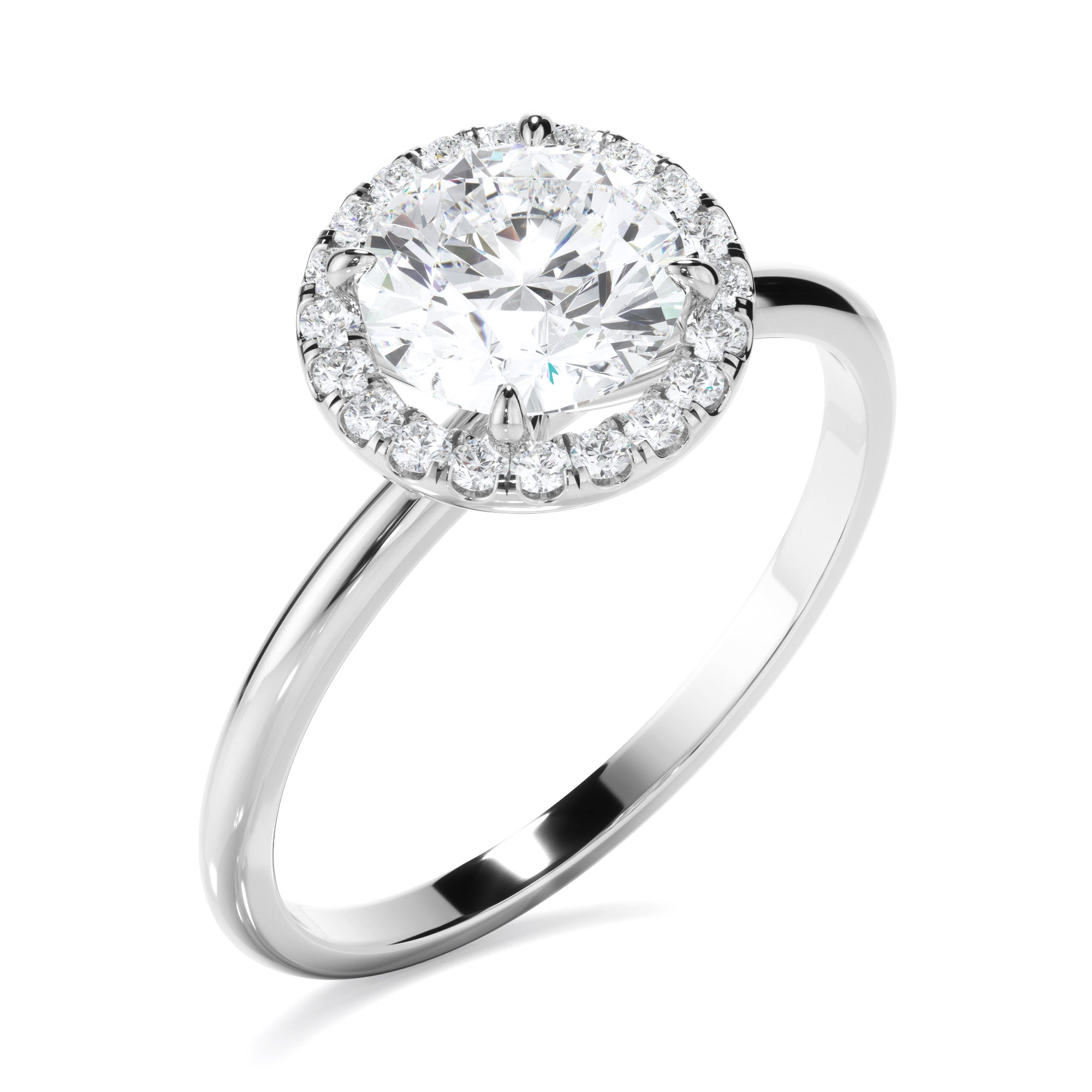 Flora - Round Brilliant Cut Diamond Halo Engagement Ring