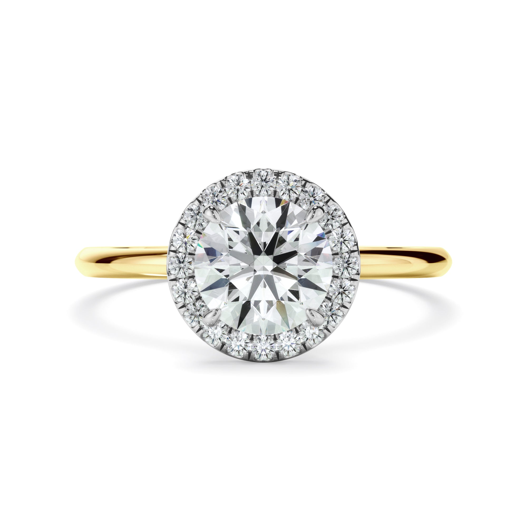 Flora - Round Brilliant Cut Diamond Halo Engagement Ring