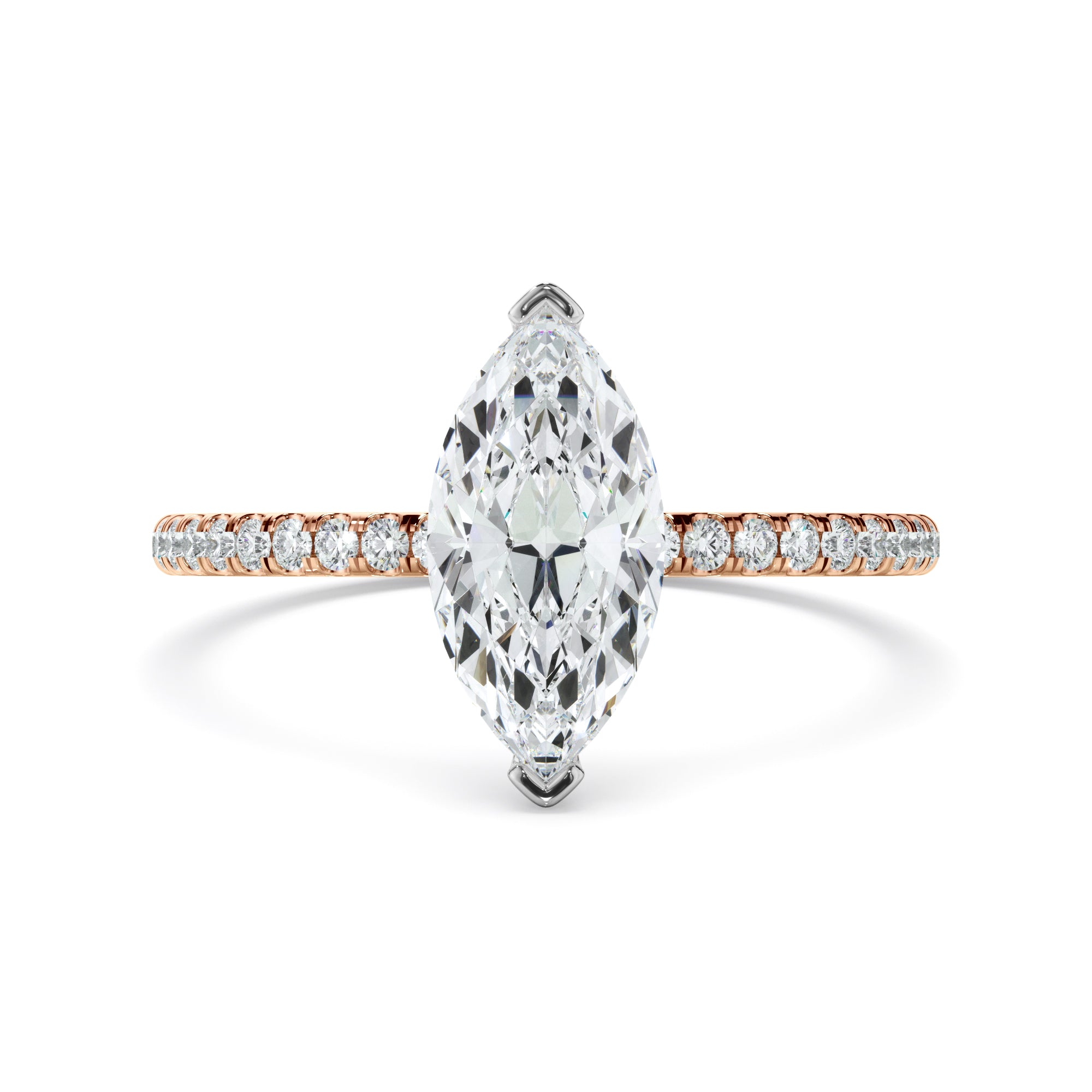 Lila - Marquise Cut Diamond Engagement Ring With Pave Band