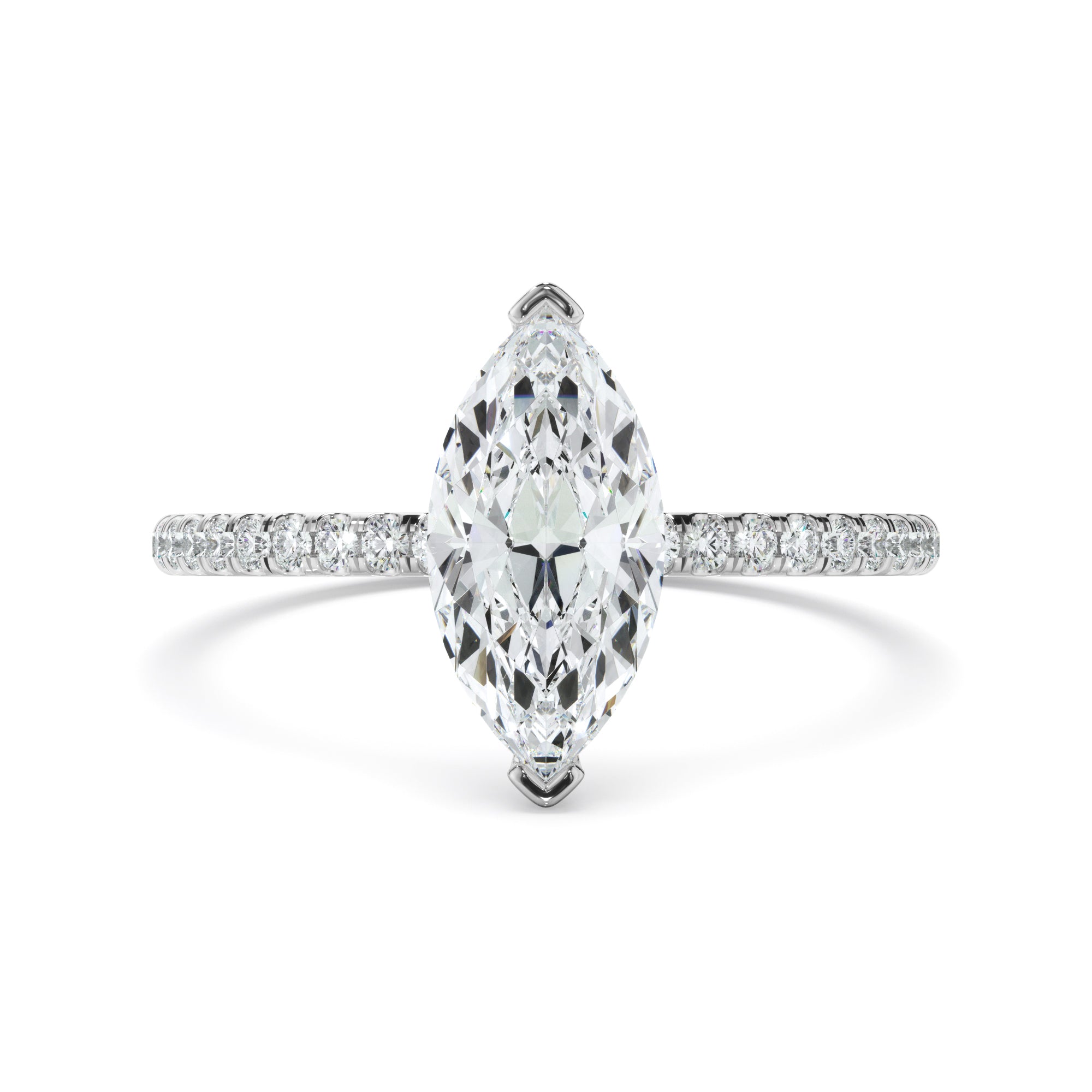 Lila - Marquise Cut Diamond Engagement Ring With Pave Band