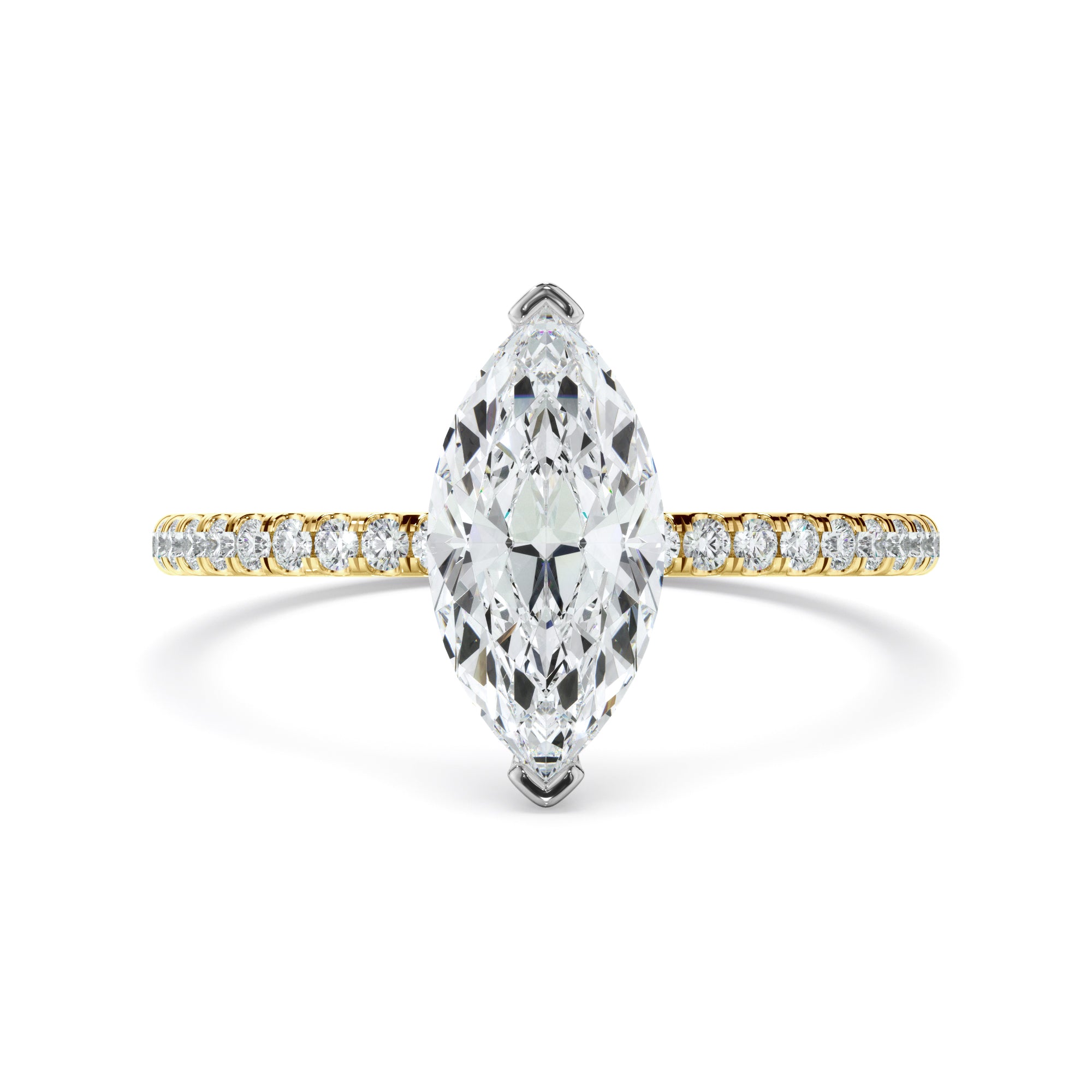 Lila - Marquise Cut Diamond Engagement Ring With Pave Band