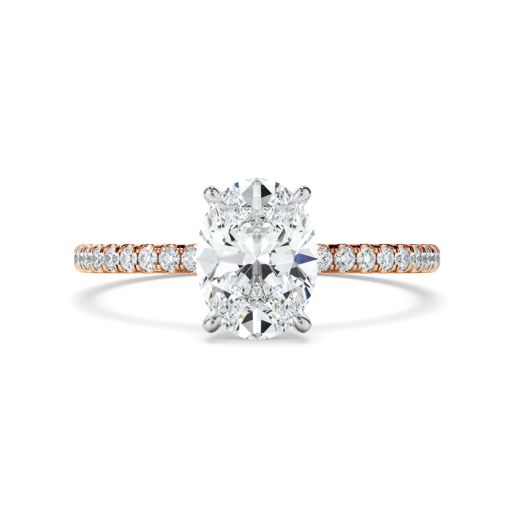 Olivia - Oval Cut Diamond Solitaire Engagement Ring With Pave Band