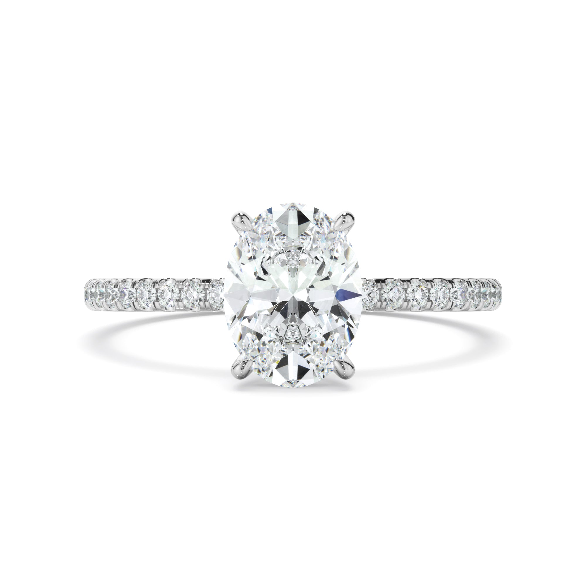 Olivia - Oval Cut Diamond Solitaire Engagement Ring With Pave Band