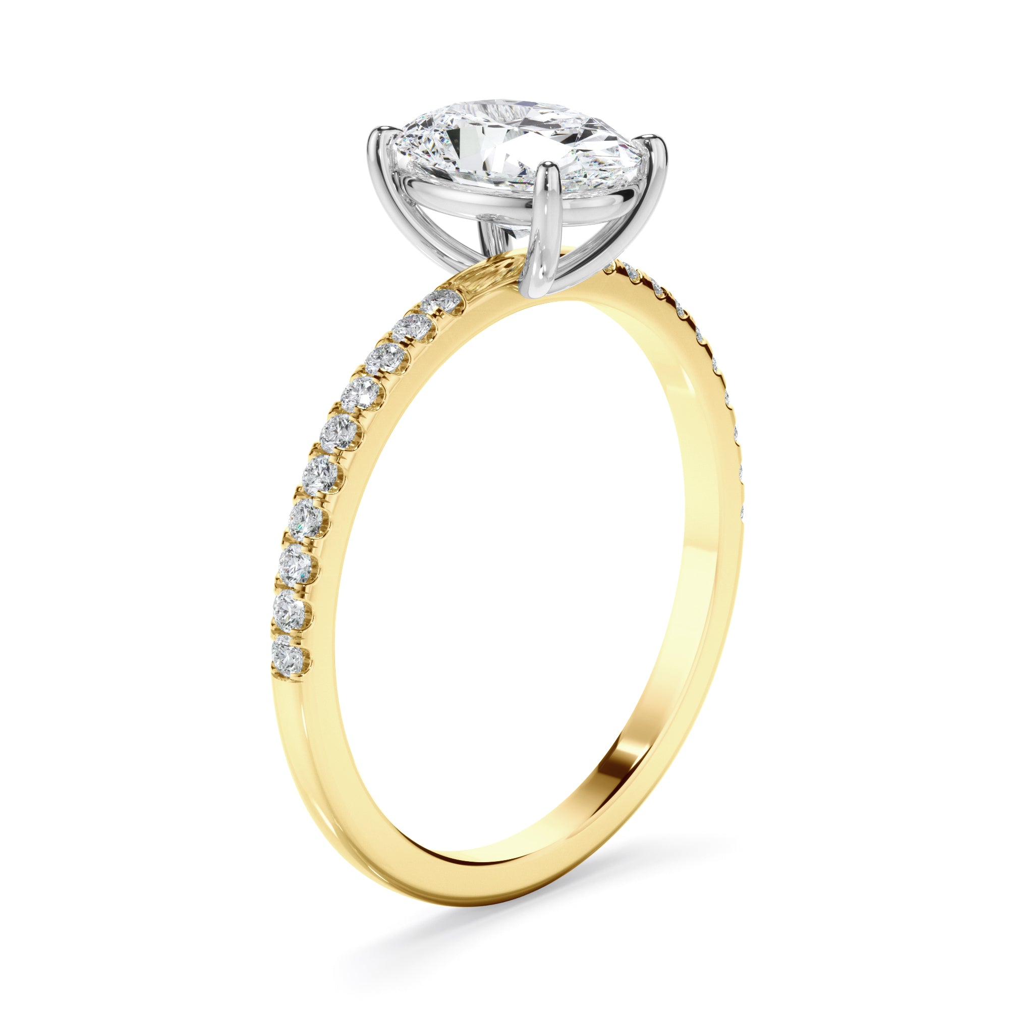 Olivia - Oval Cut Diamond Solitaire Engagement Ring With Pave Band