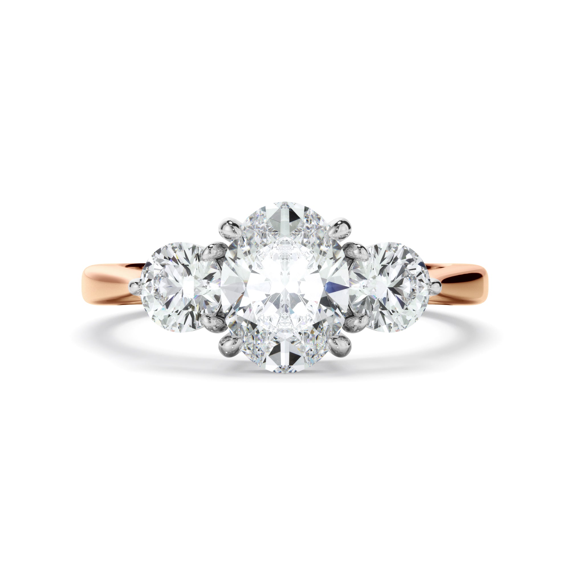 Sasha - Oval Cut Diamond Trilogy Engagement Ring