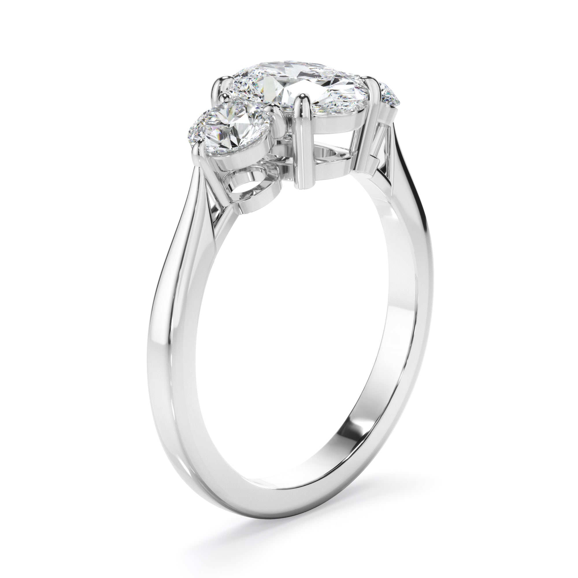 Sasha - Oval Cut Diamond Trilogy Engagement Ring
