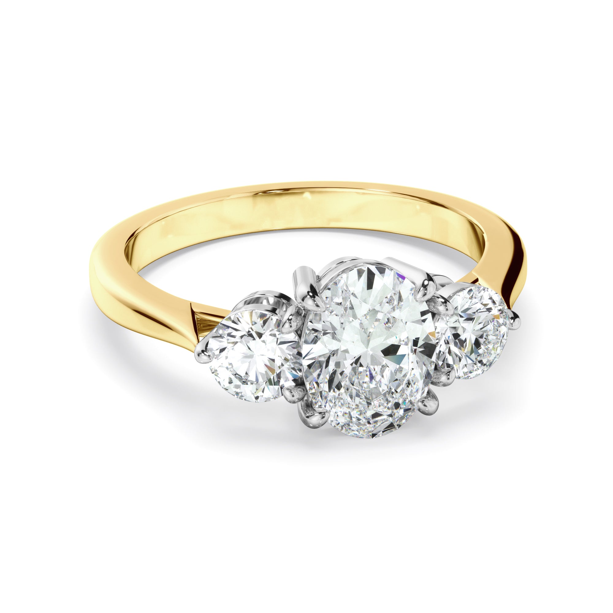 Sasha - Oval Cut Diamond Trilogy Engagement Ring
