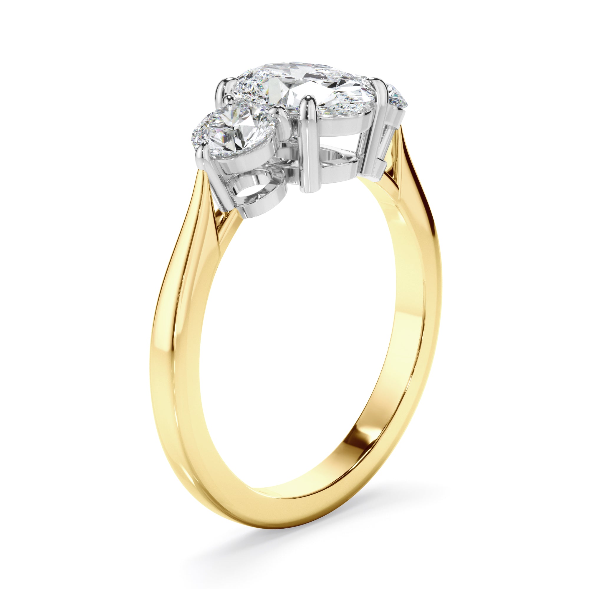 Sasha - Oval Cut Diamond Trilogy Engagement Ring
