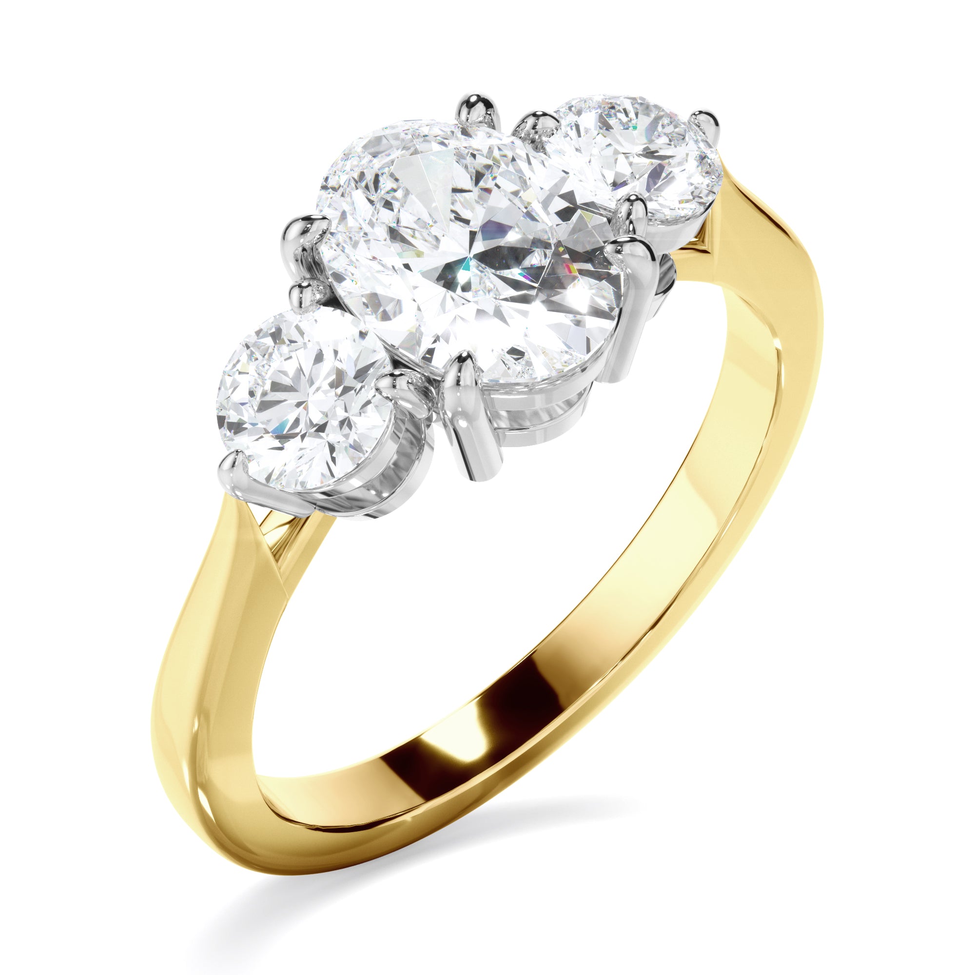 Sasha - Oval Cut Diamond Trilogy Engagement Ring