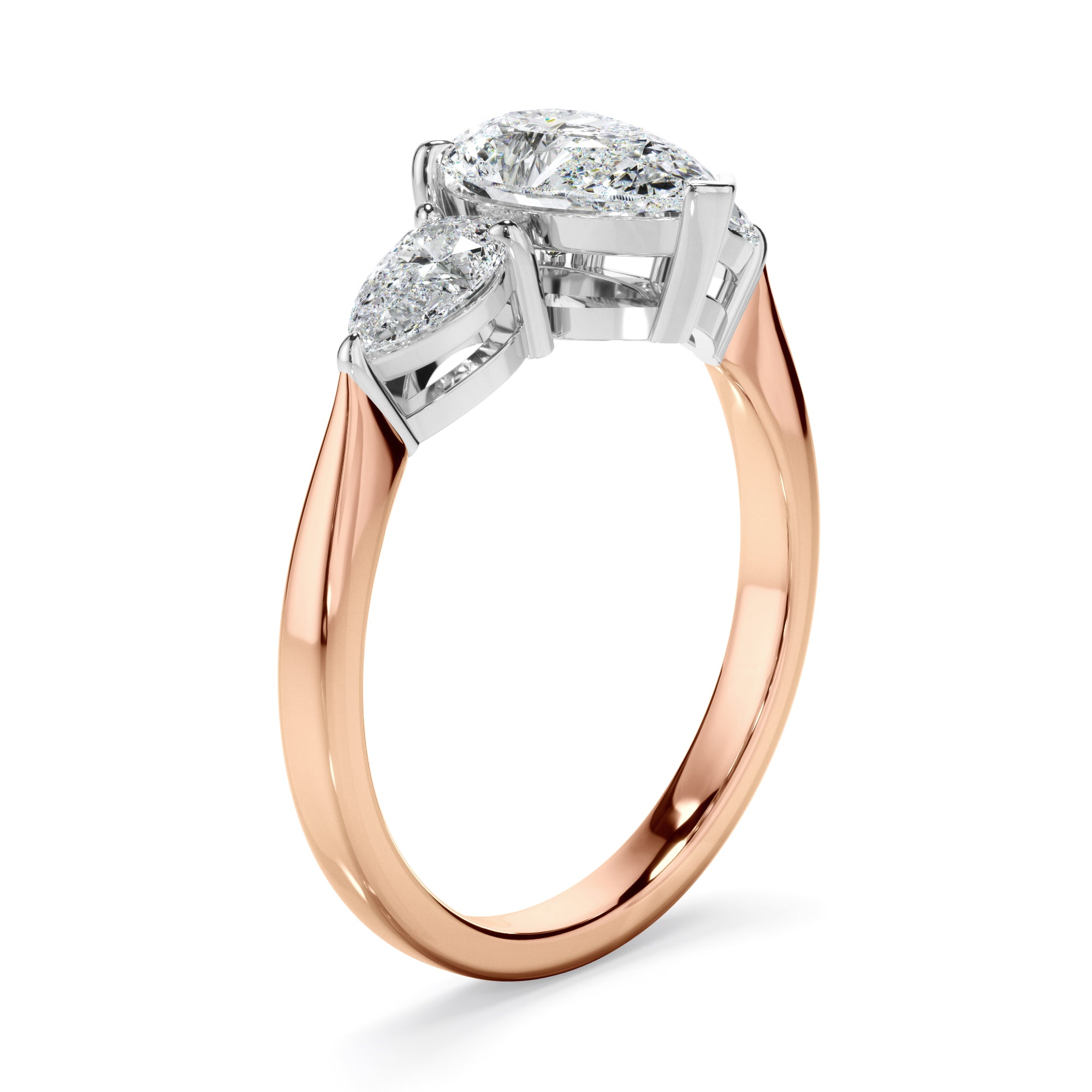Viviana - Pear Cut Diamond Engagement Ring With Pear Cut Diamond Sides