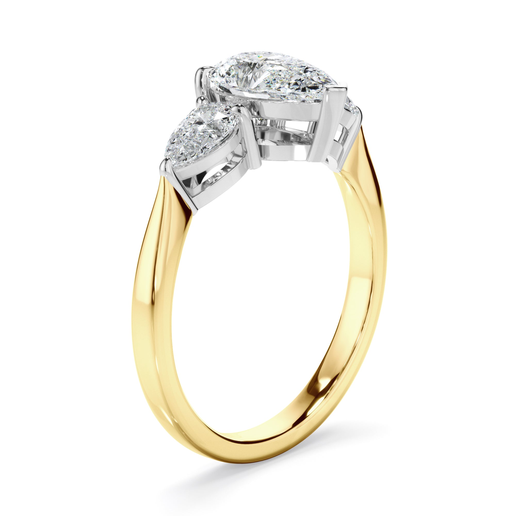 Viviana - Pear Cut Diamond Engagement Ring With Pear Cut Diamond Sides