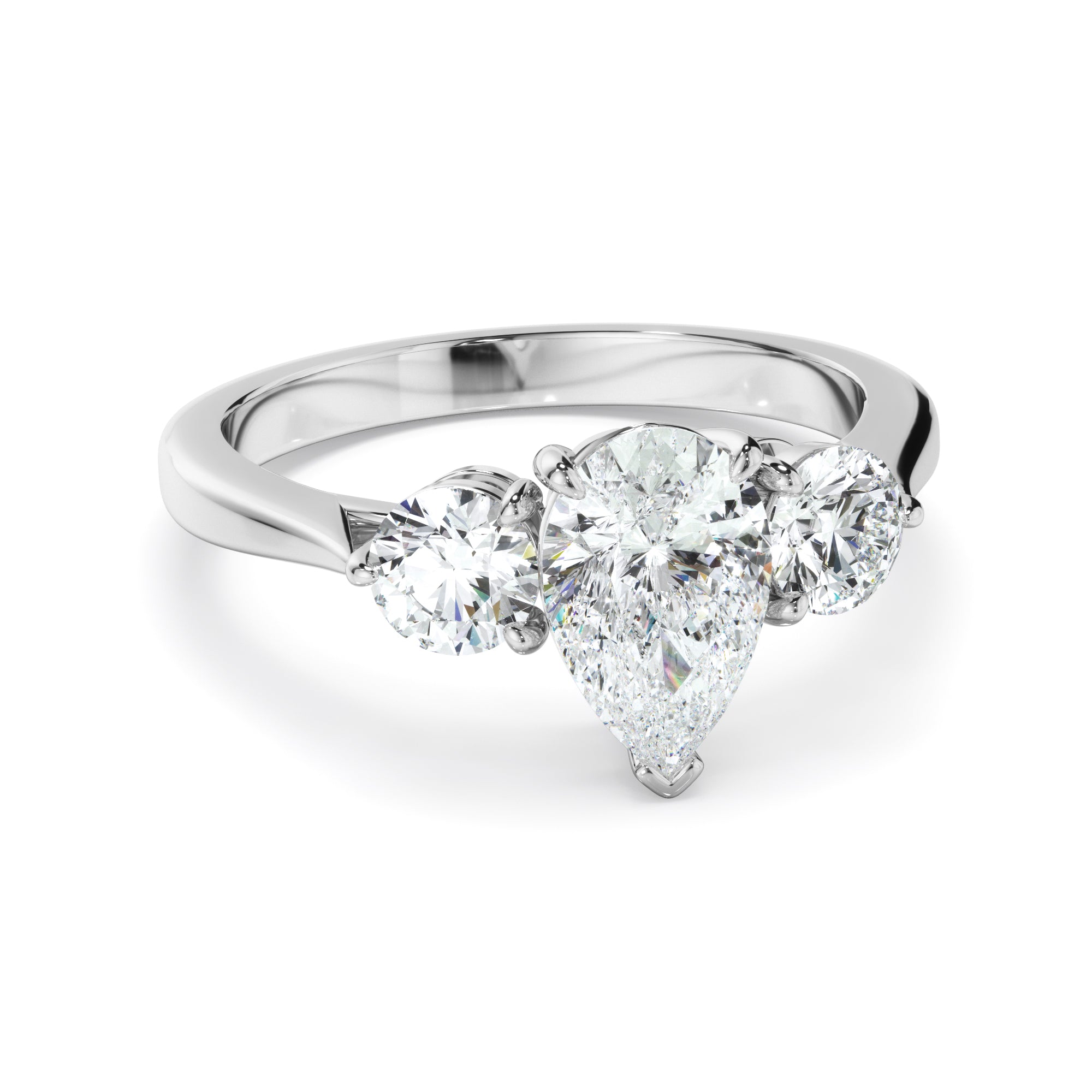 Cosima - Pear Cut Diamond Trilogy Engagement Ring