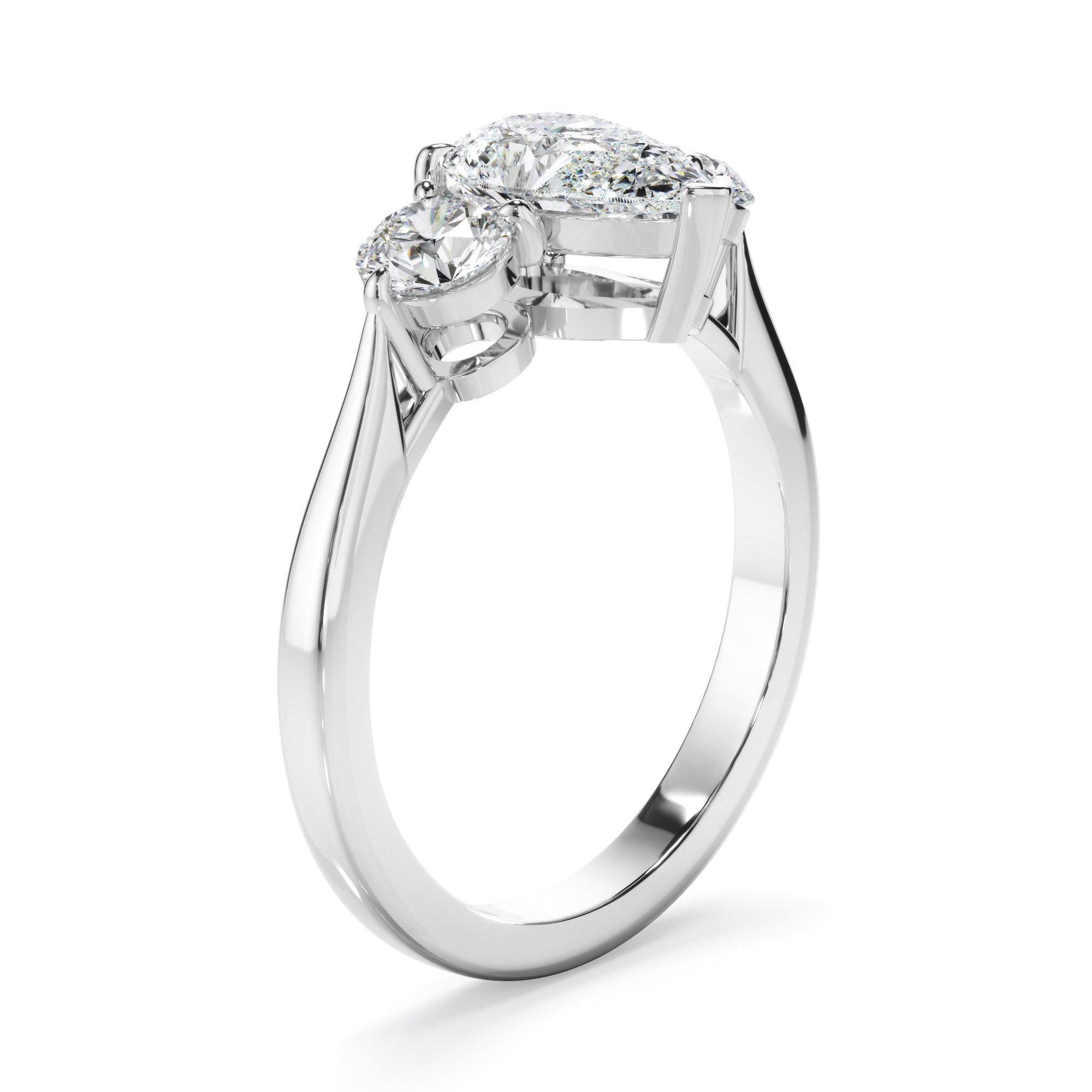 Cosima - Pear Cut Diamond Trilogy Engagement Ring