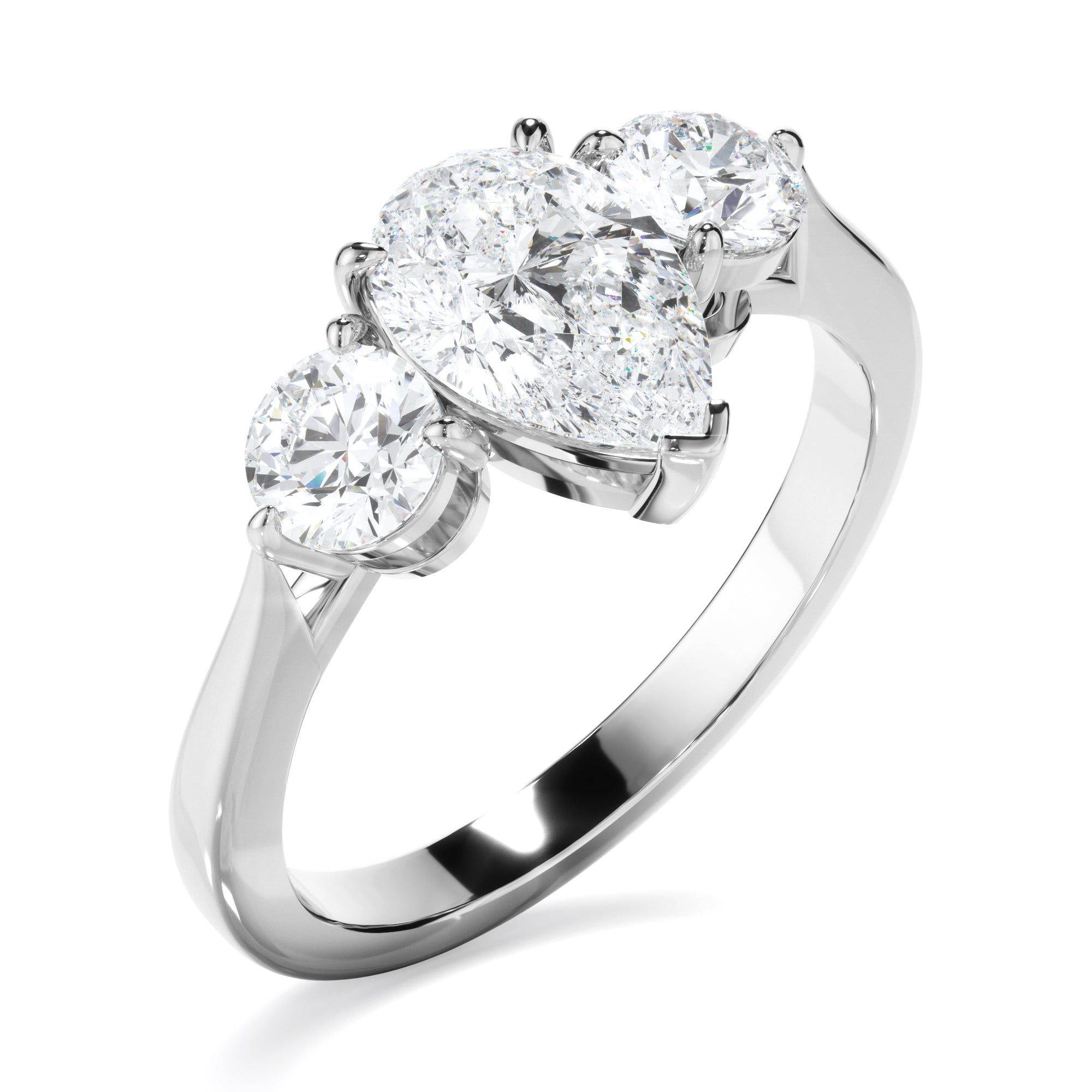 Cosima - Pear Cut Diamond Trilogy Engagement Ring