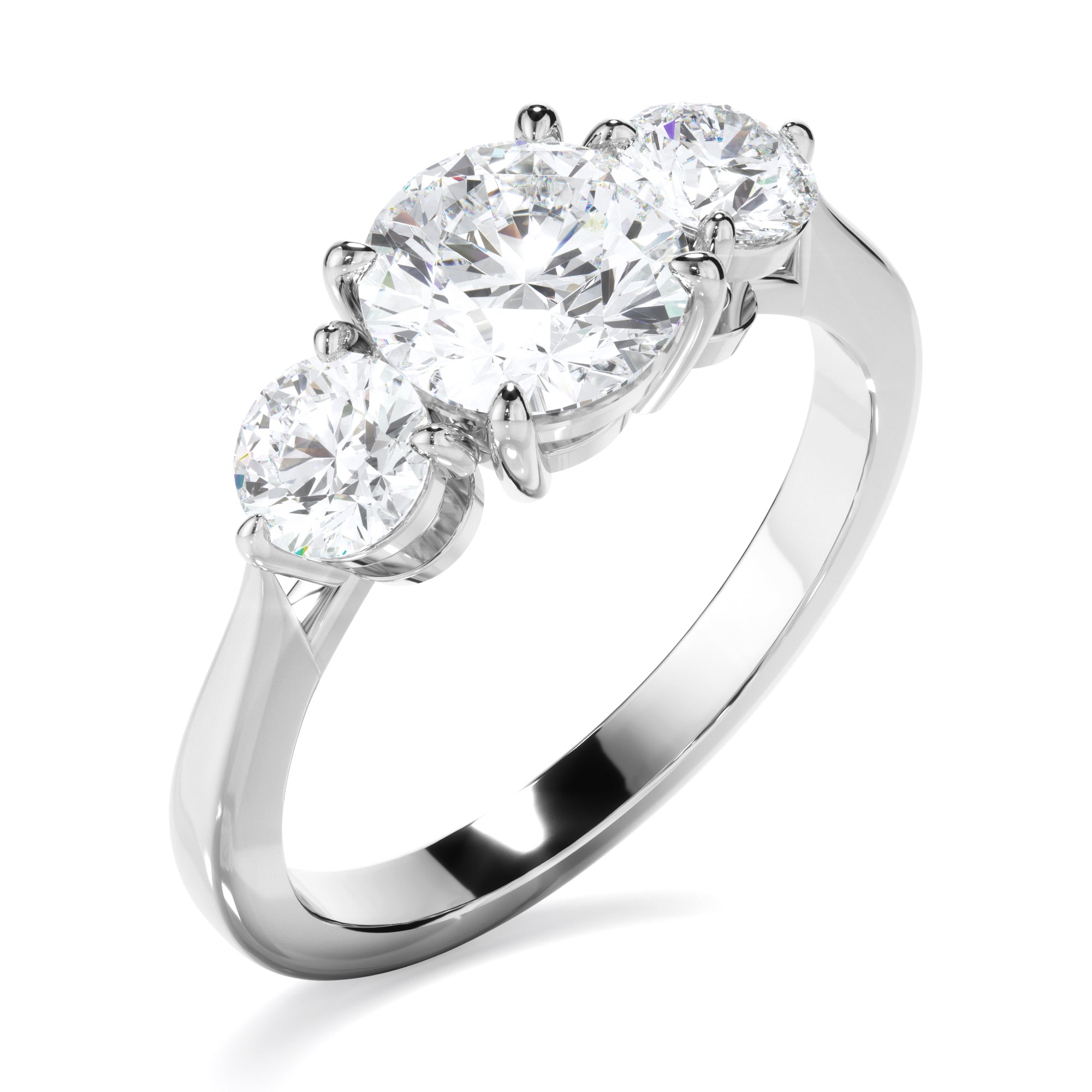 Sierra - Round Brilliant Cut Diamond Trilogy Engagement Ring