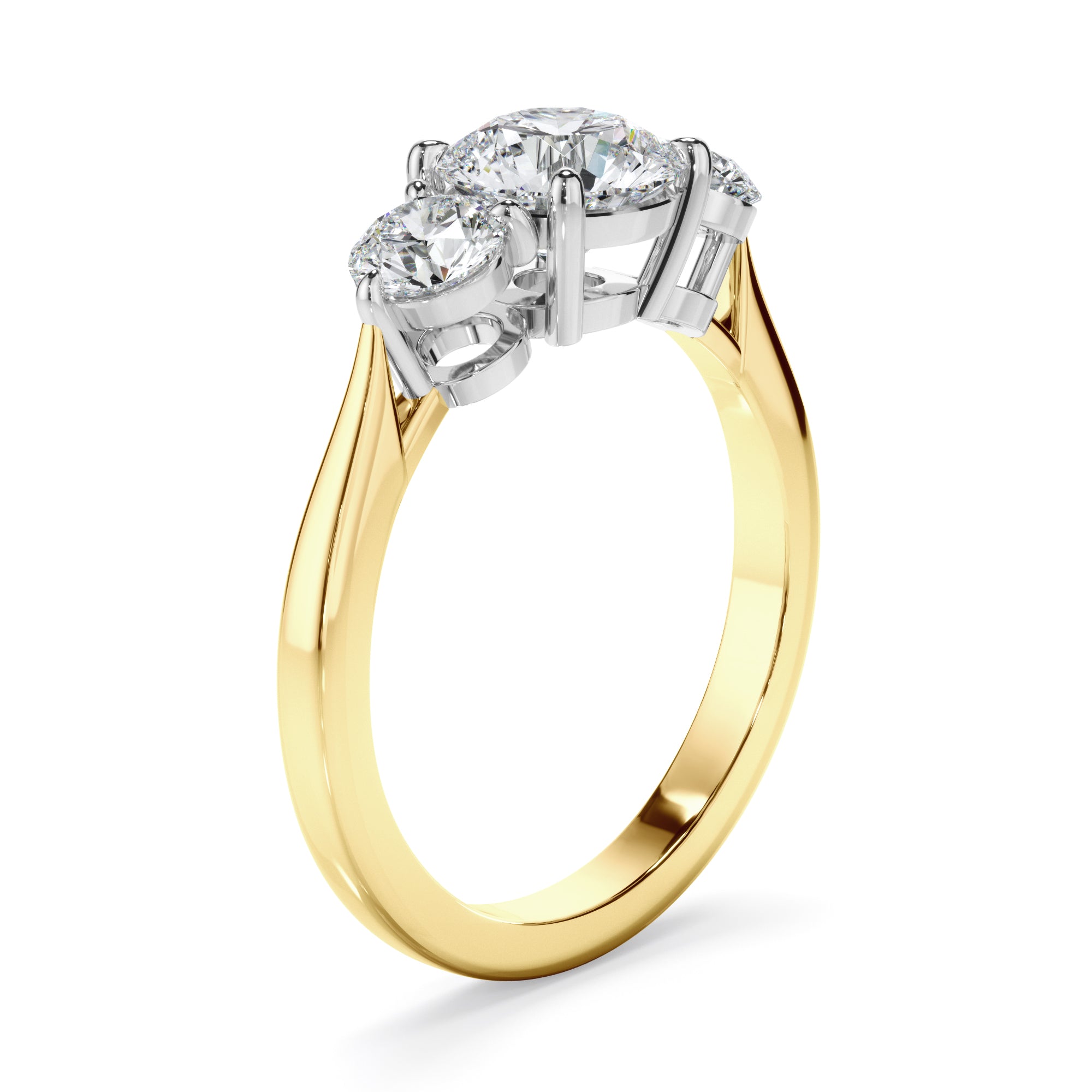 Sierra - Round Brilliant Cut Diamond Trilogy Engagement Ring