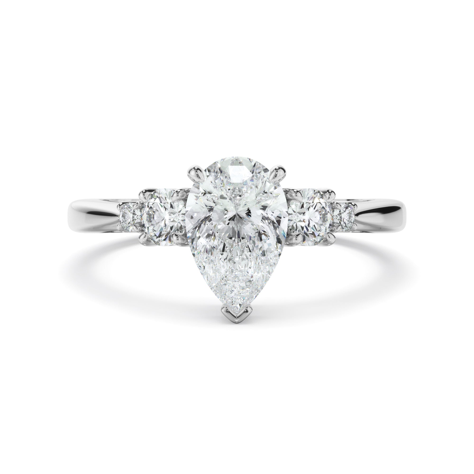 Lilia - Pear Cut Diamond Five Stone Engagement Ring