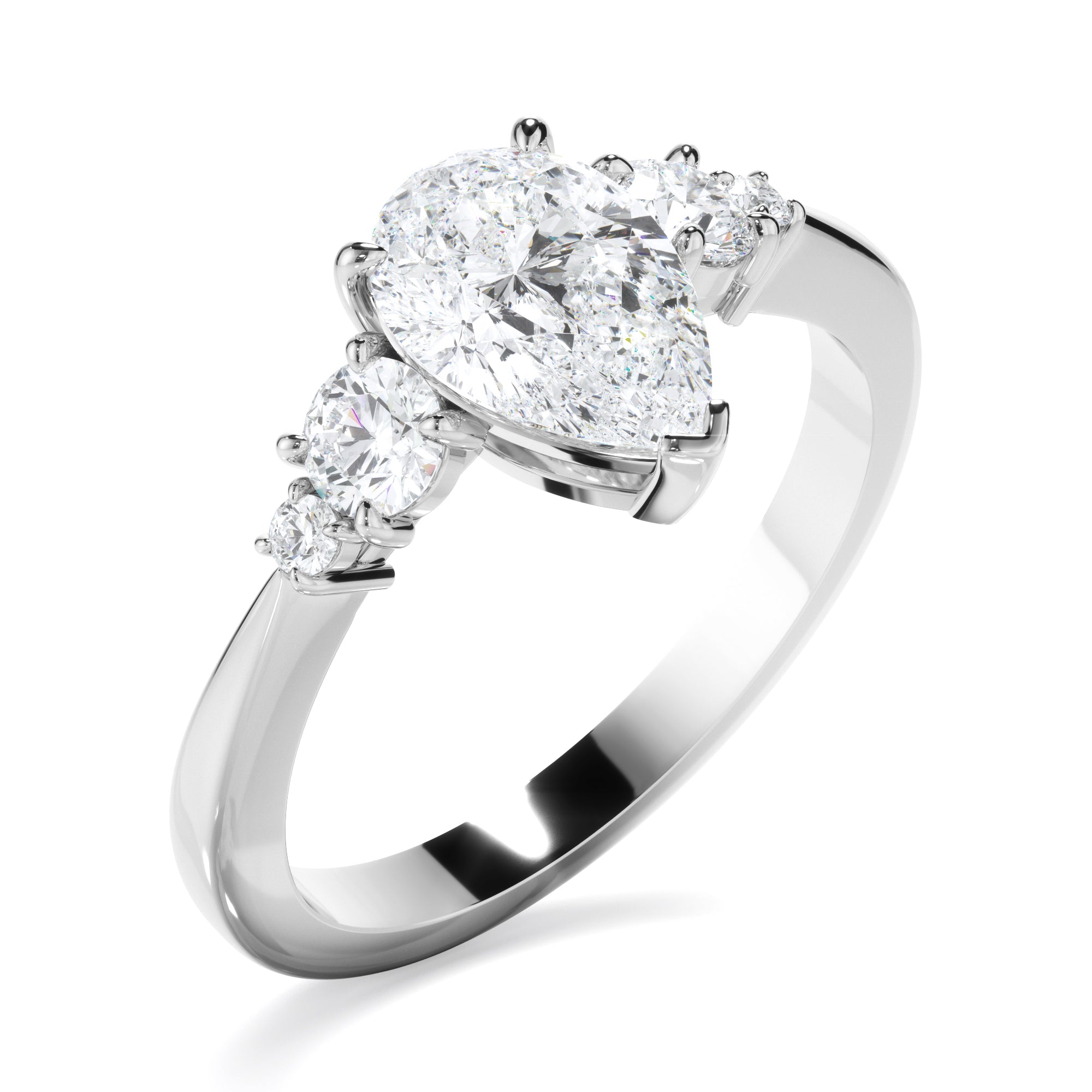Lilia - Pear Cut Diamond Five Stone Engagement Ring