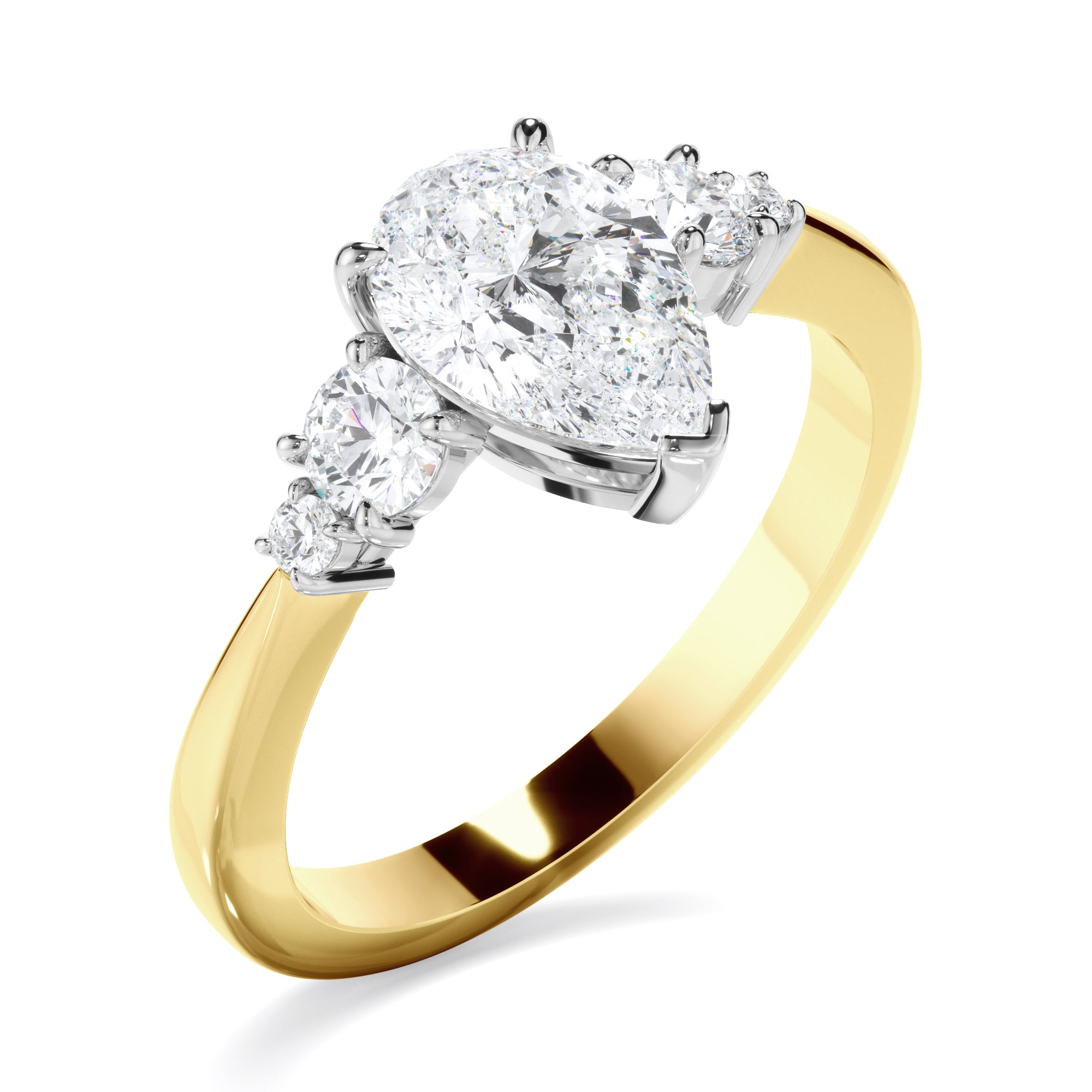 Lilia - Pear Cut Diamond Five Stone Engagement Ring