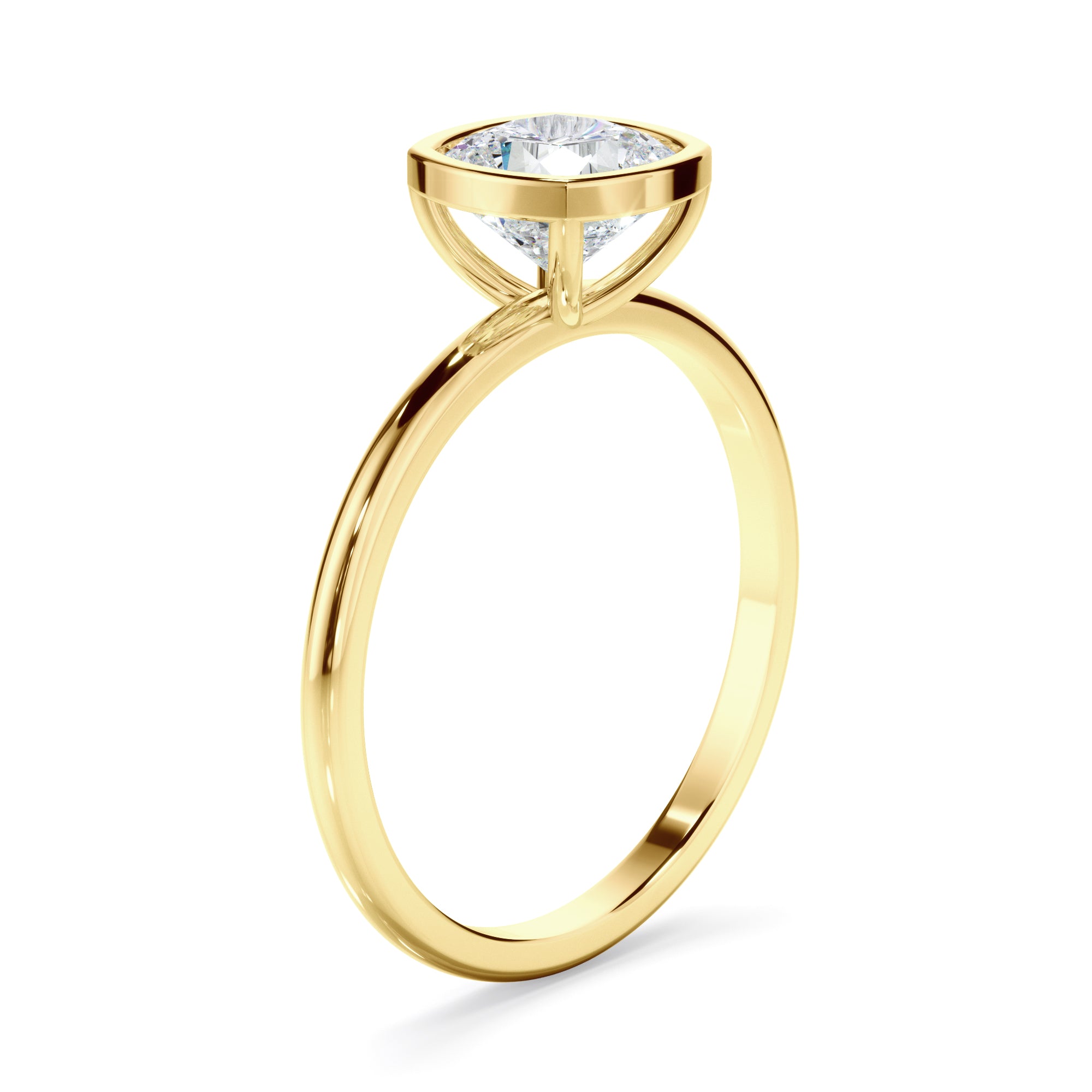 Clementina - Cushion Cut Diamond Solitaire Bezel Set Engagement Ring